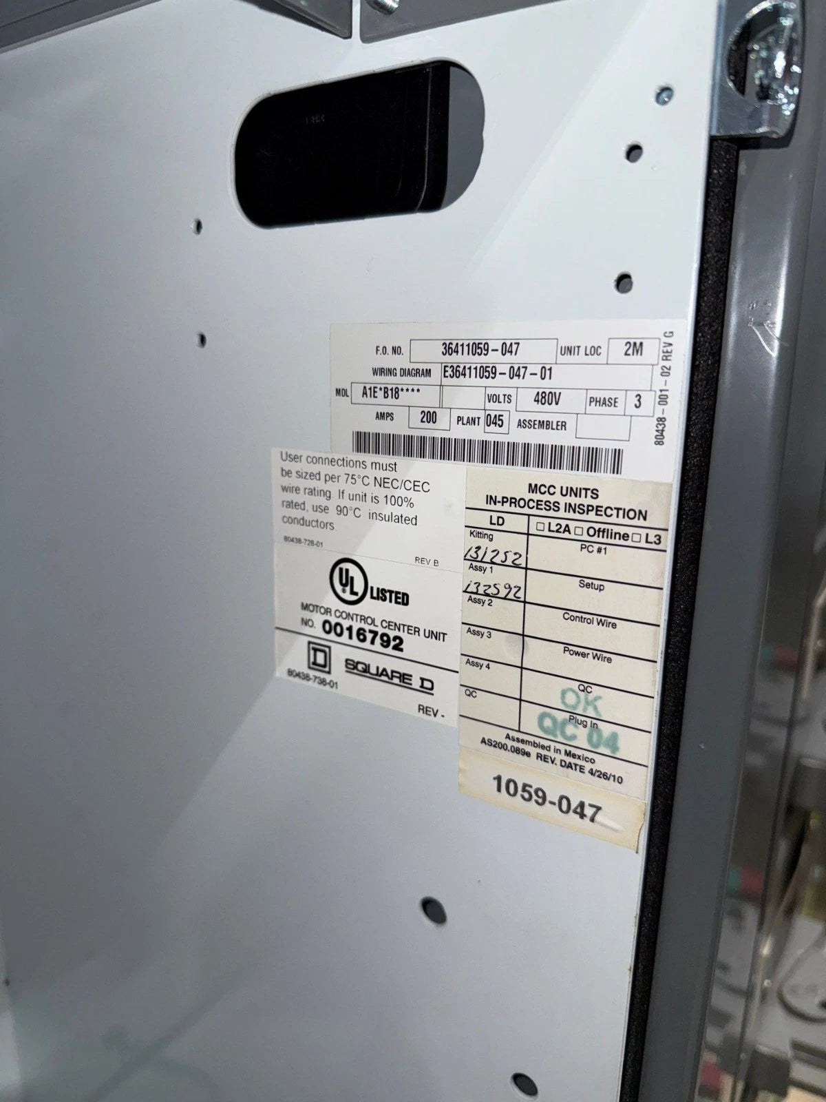 18" Square D Model 6 200 Amp Feeder MCC Bucket JJP36200 Breaker 200A JJP New