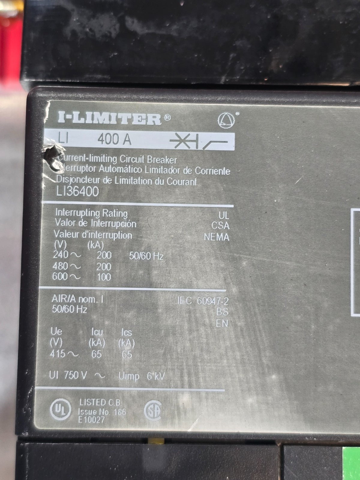 Square D HCP I-Line Panelboard 400A 480V 3PH 3W MCB Main LI36400 3R Encl 30 Cir Used