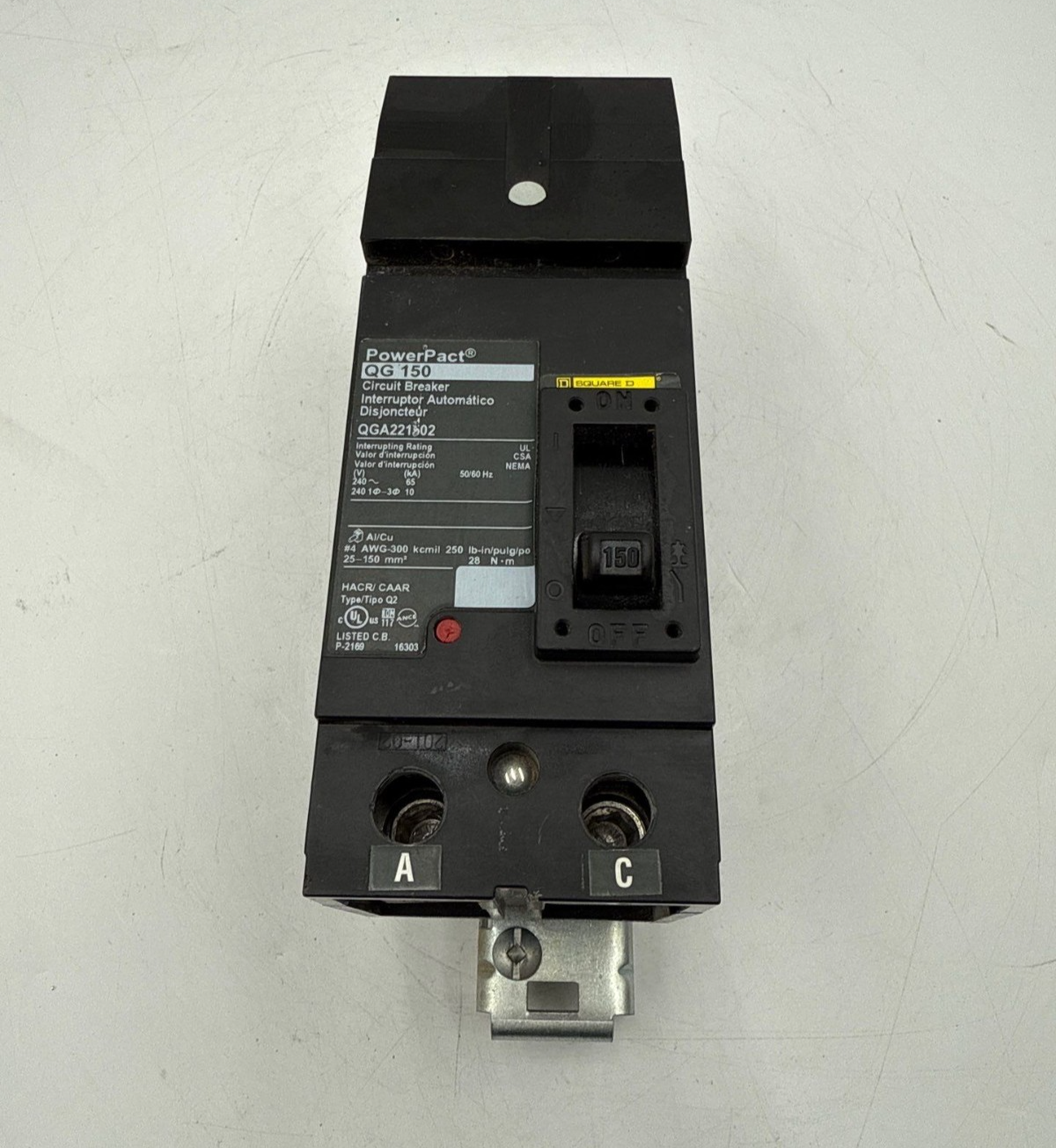 Square D QGA221502 I-Line Circuit Breaker 150A 2P 240V QGA 150 Amp 2 Pole QG 150 Used