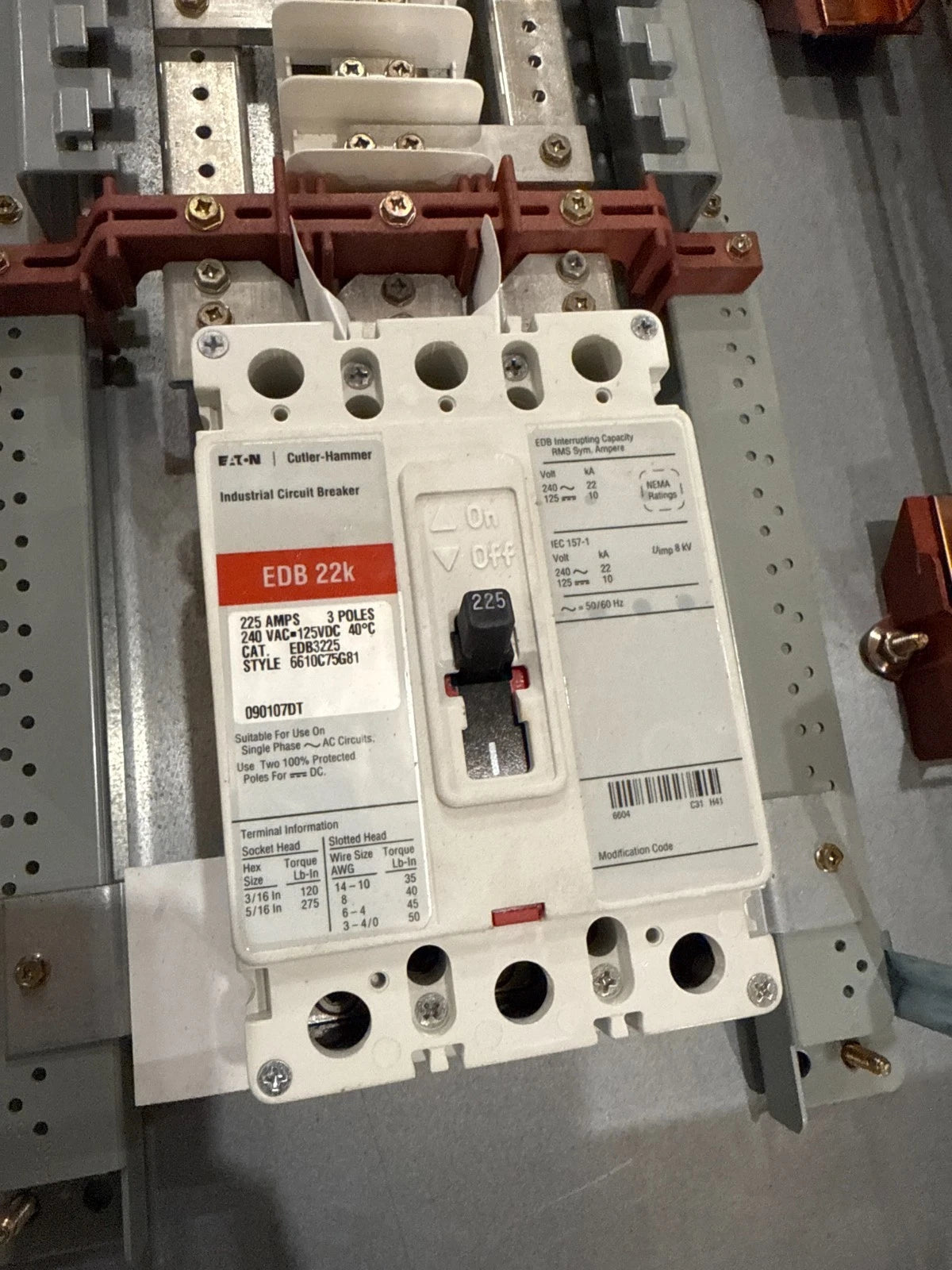 Eaton PRL1A Panelboard 225A 208/120V 3PH 4W MCB Panel 225 Amp 30 Cir EDB3225 New