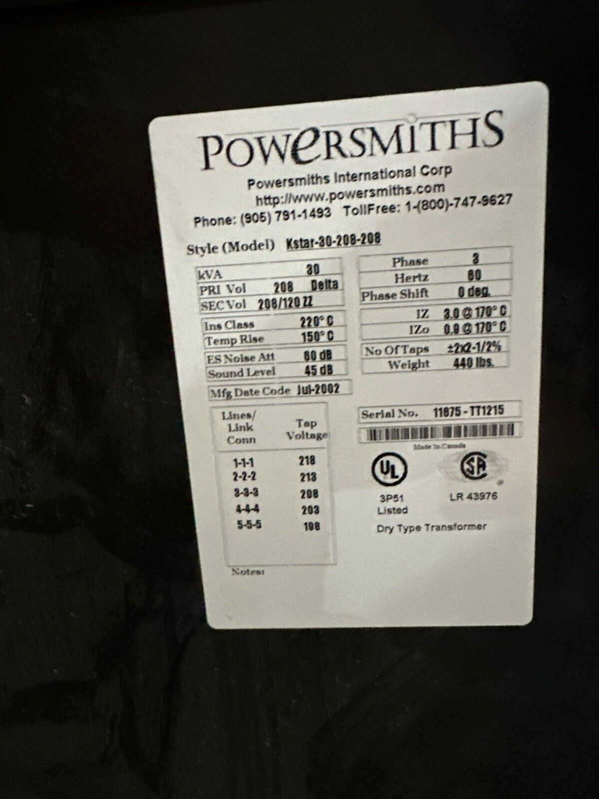 POWERSMITHS Kstar-30-208-208 Used