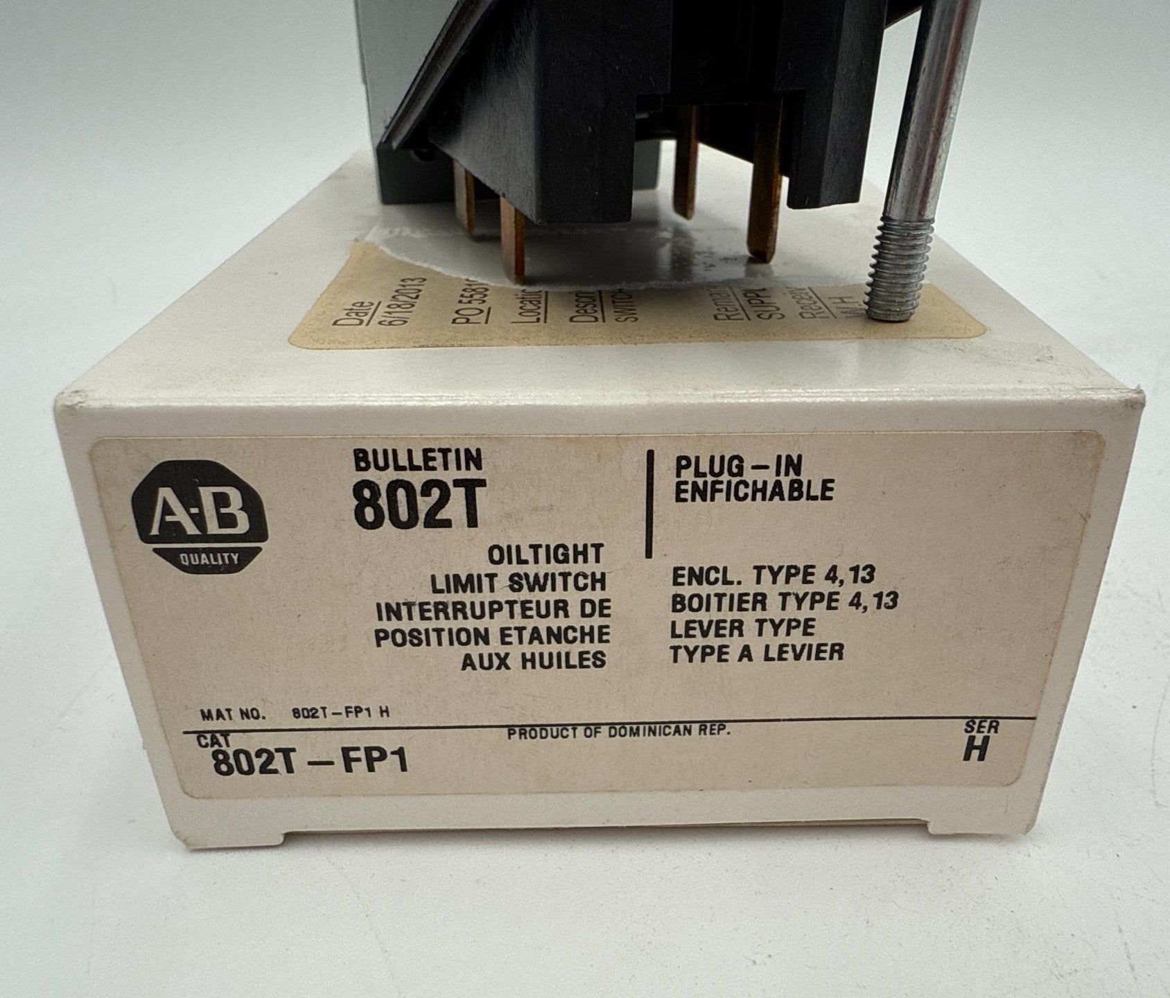 Allen Bradley 802T-FP1 Limit Switch Oiltight Plug In Bulletin 802T New