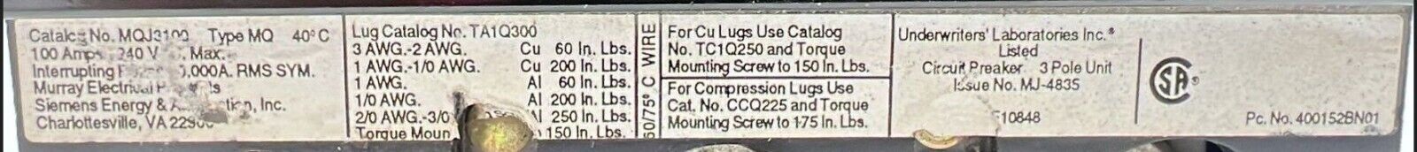 Siemens MQJ3100 Used