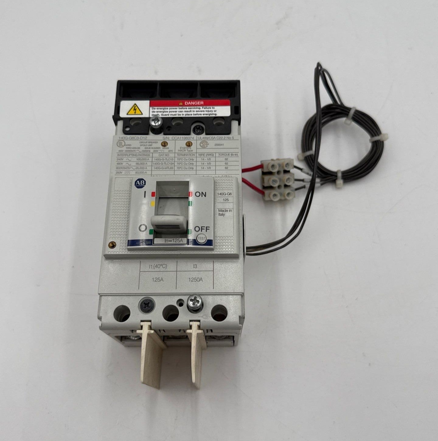 Allen Bradley 140G-G6C3-D12 Circuit Breaker 125A 3P 600V 140G-G6 125 Amp 3 Pole Used