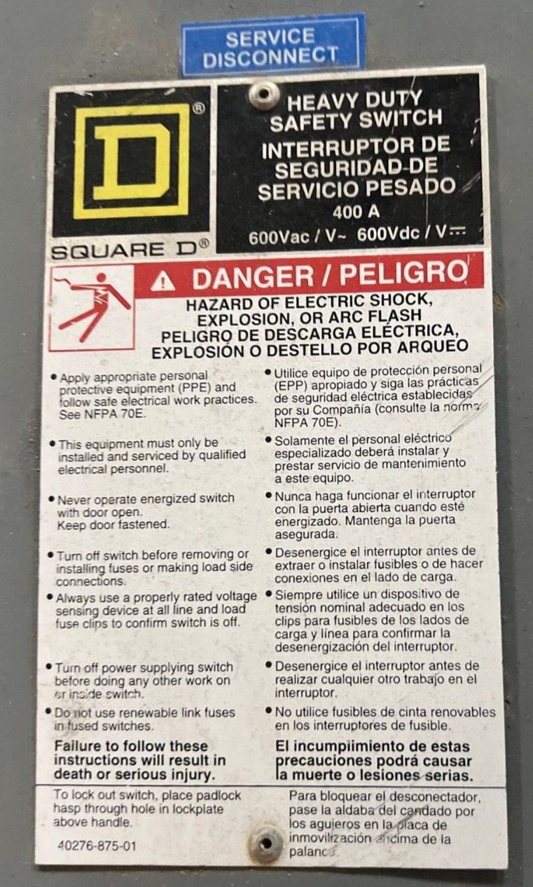 Square D H365NR Used