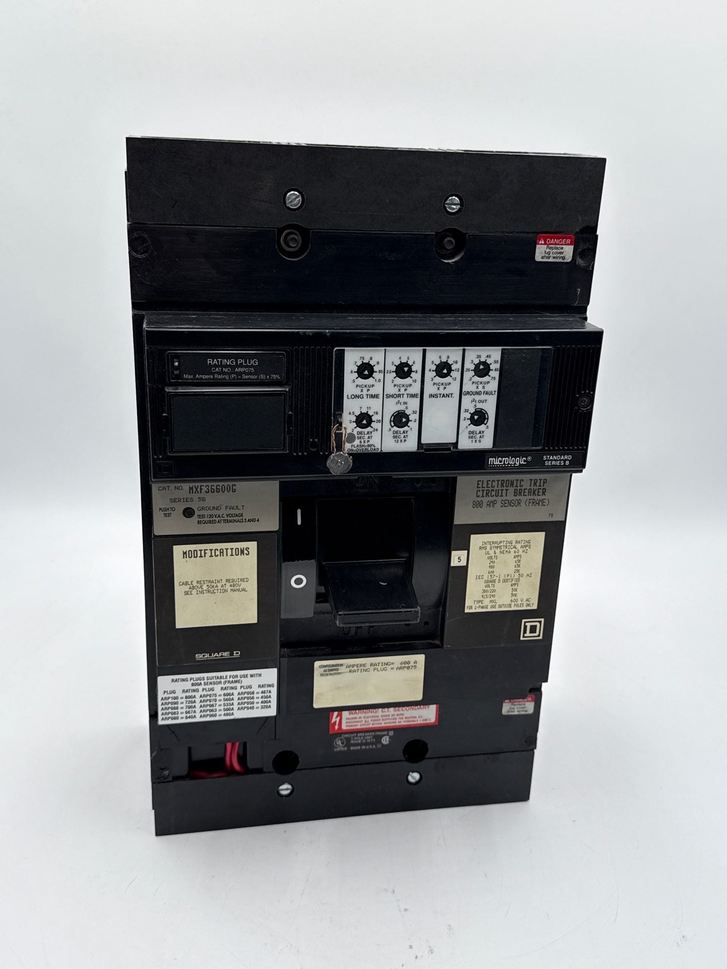 Square D MXF36600G Circuit Breaker 600A 3P 600V MXF 600 Amp Ground Fault LSIG Used