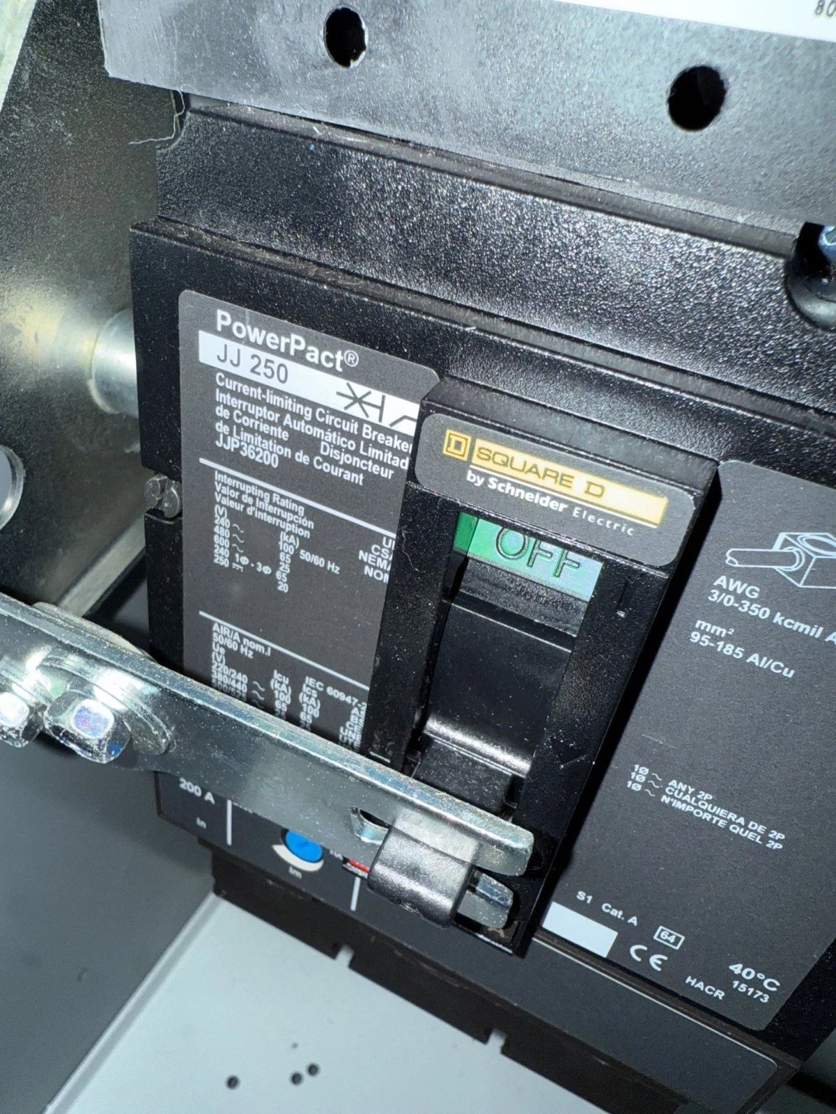 18" Square D Model 6 200 Amp Feeder MCC Bucket JJP36200 Breaker 200A JJP New