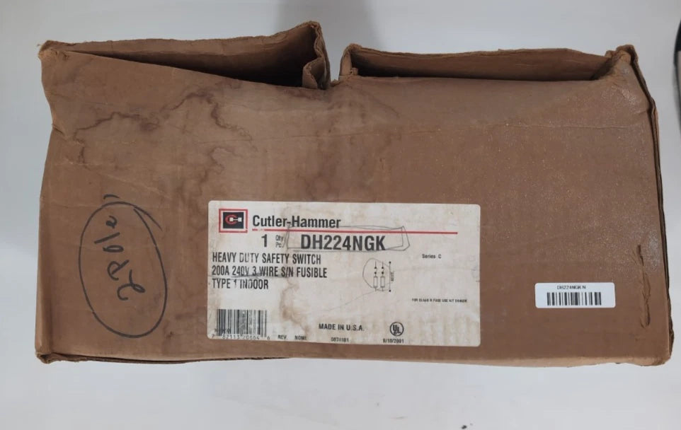 Eaton DH224NGK Safety Disconnect Switch 200A 2P 240V Type 1 Encl NEW New