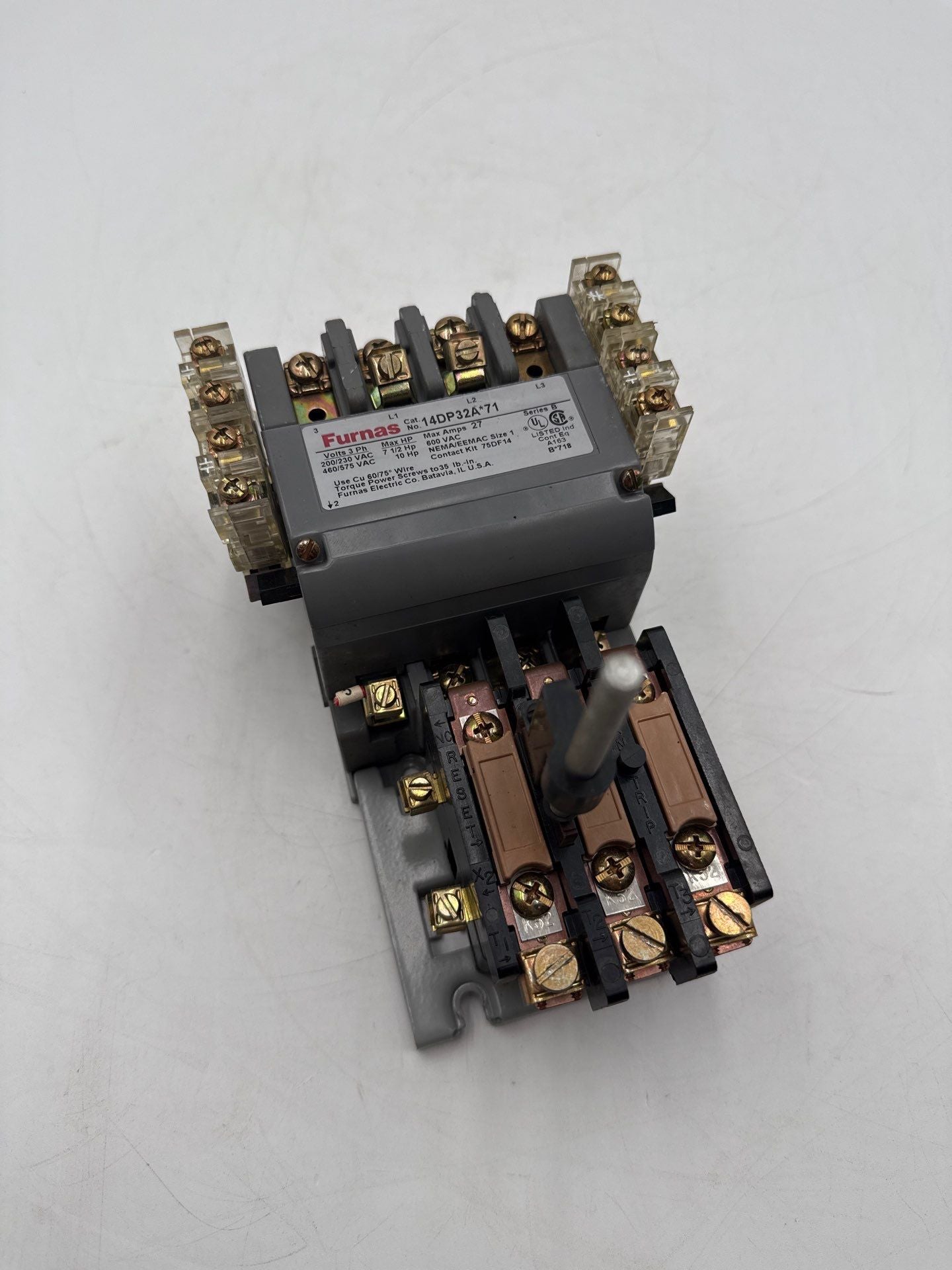 Furnas 14DP32AF71 Magnetic Starter 27A 3P 600V Size 1 Coil 110-120V Heater K52 Used