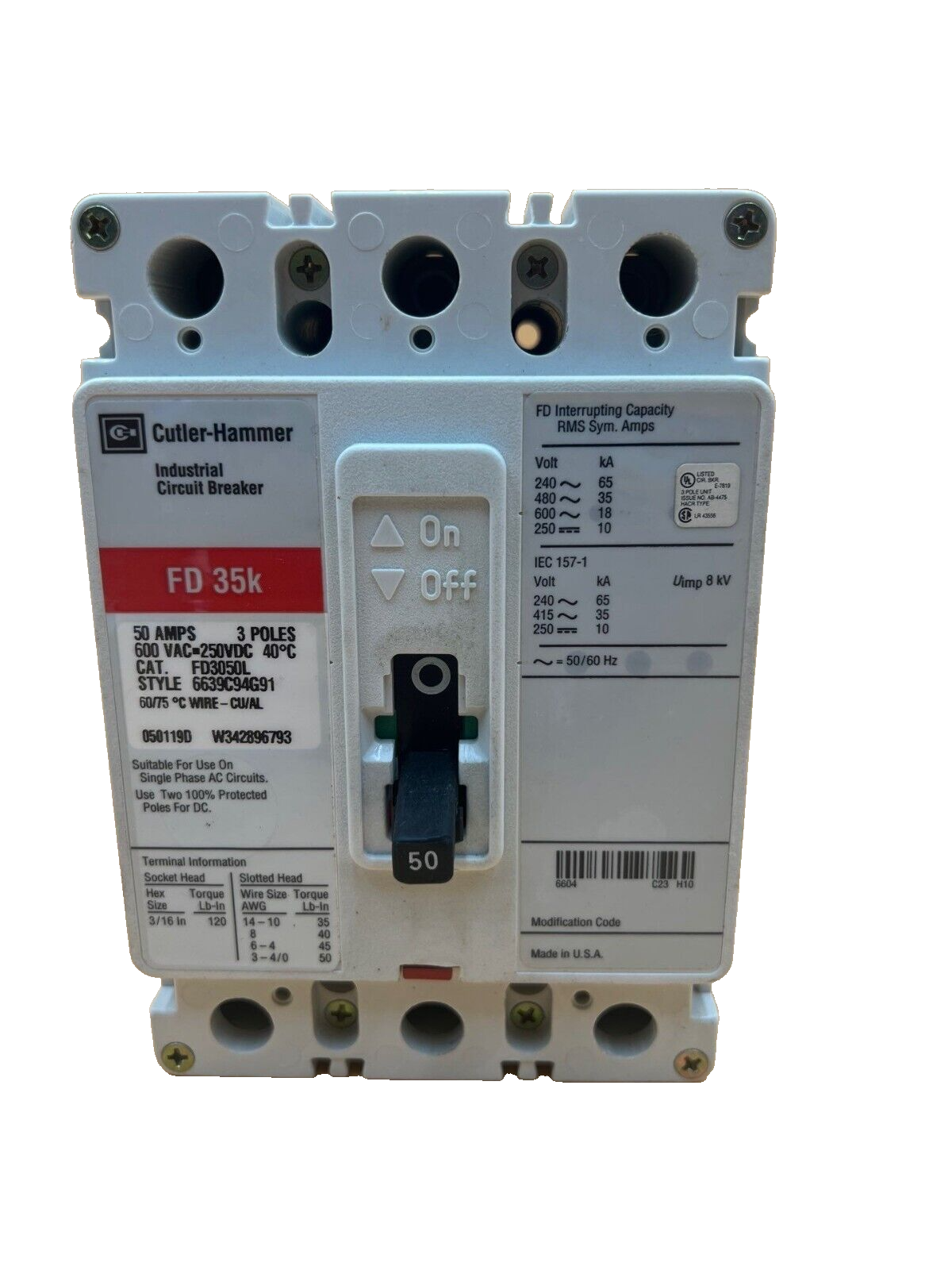 Cutler-Hammer FD3050L Used