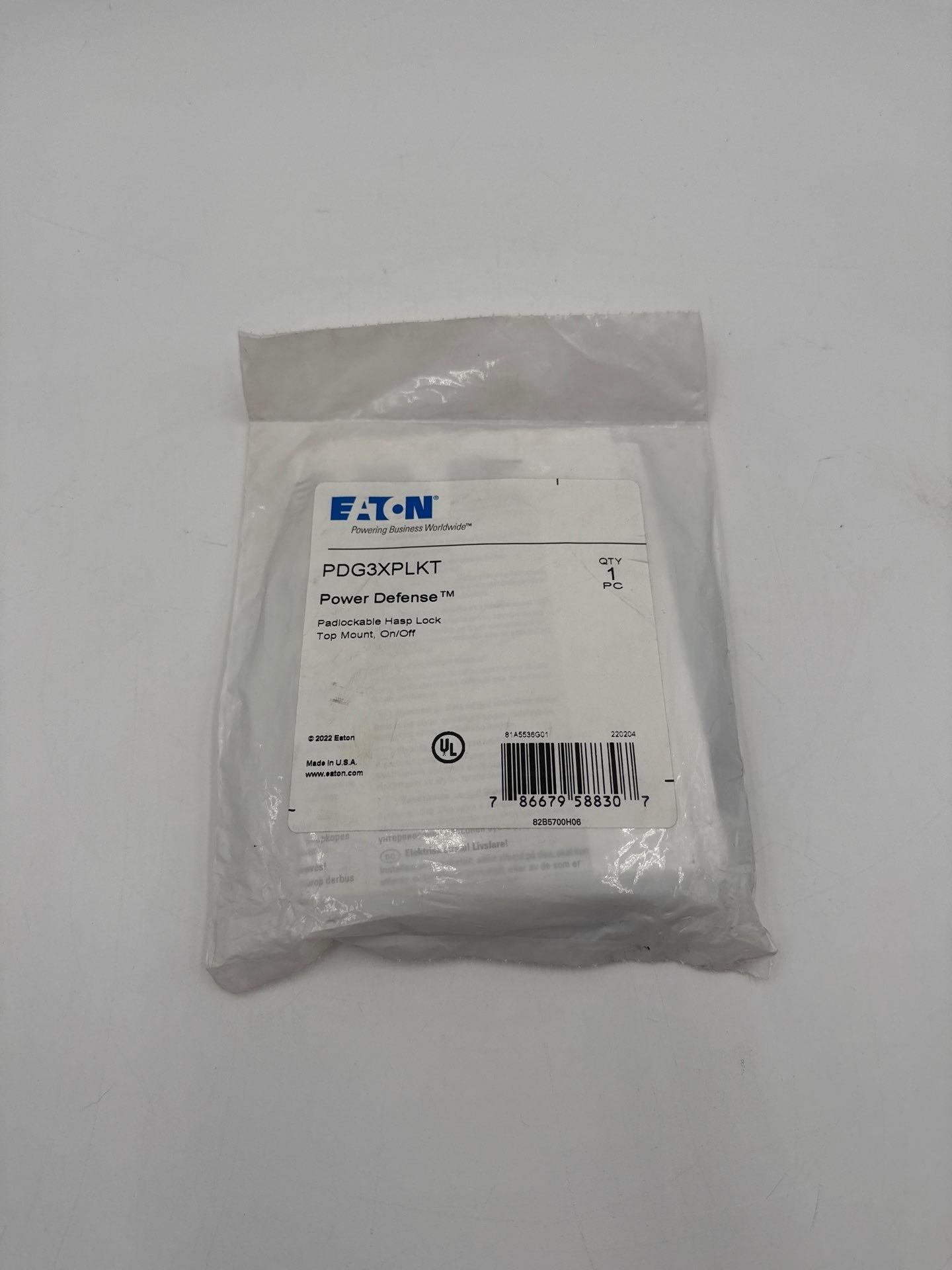 Eaton PDG3XPLKT Breaker Padlock Hasp Power Defense Padlockable Hasp Lock Top Mount On/Off New