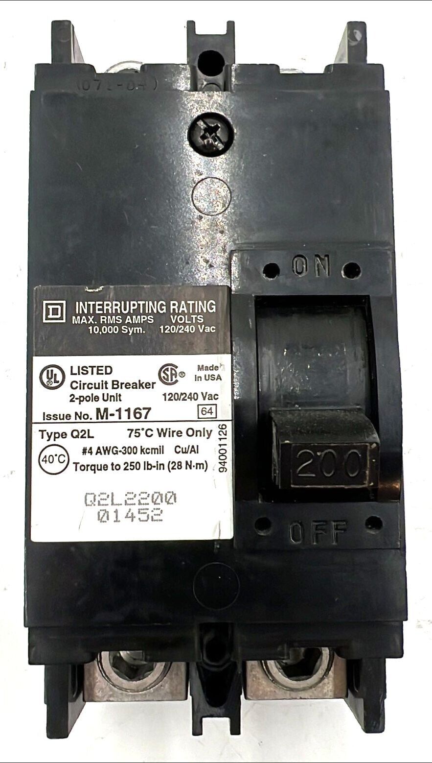 Square D Q2L2200 Used