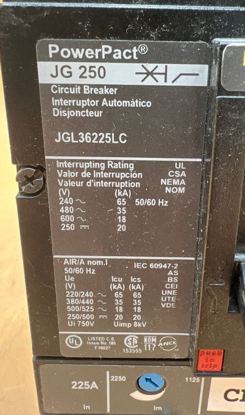 Square D JGL36225LC Used