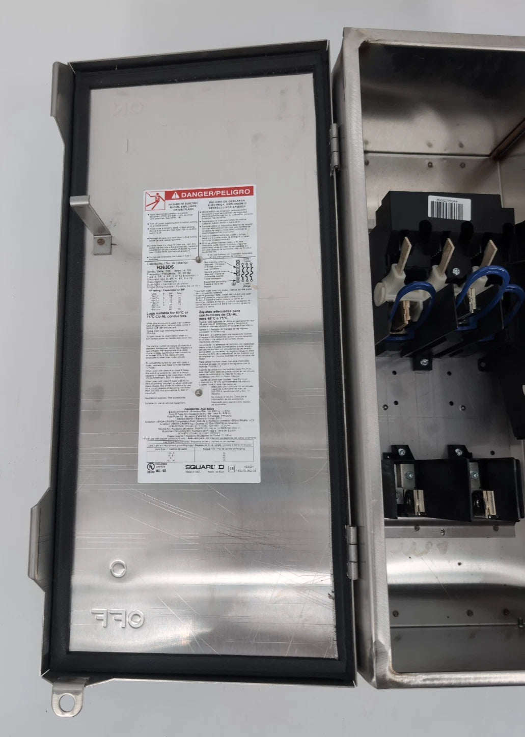 Square D H363DS Heavy Duty Safety Disconnect Switch 100A 3P 600V Stainless NEW New