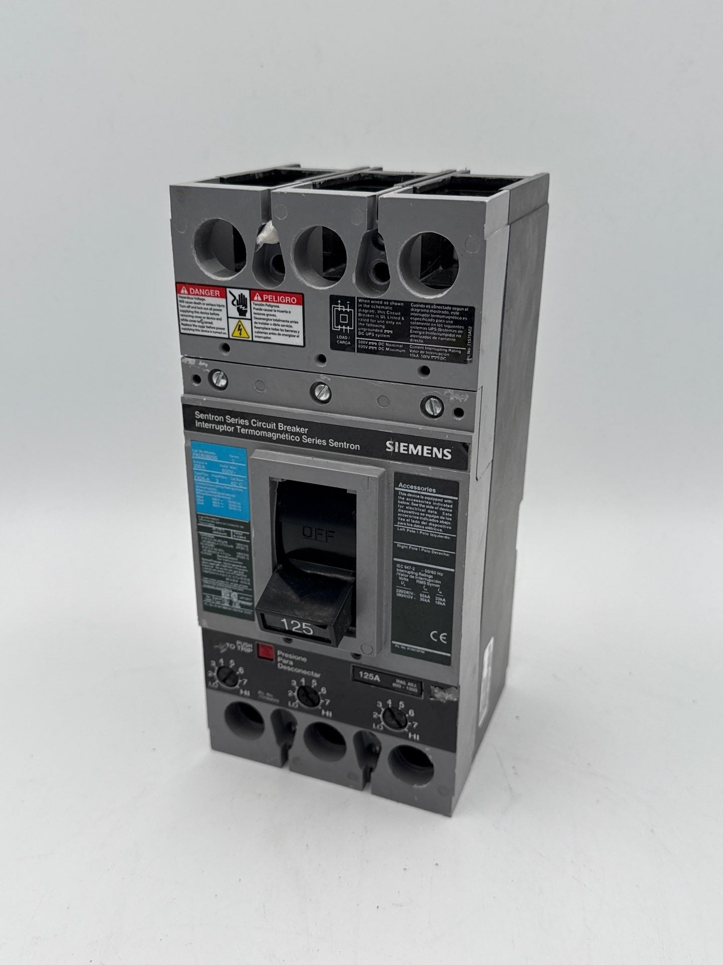 Siemens FXD63B125 Circuit Breaker 125A 3P 600V FXD6-A 125 Amp 3 Pole Used