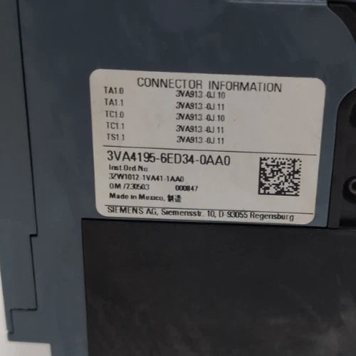 Siemens 3VA4195-6ED34-0AA0 Circuit Breaker 15A 3P 480V 600Y/347V 15 Amp Bolt On New