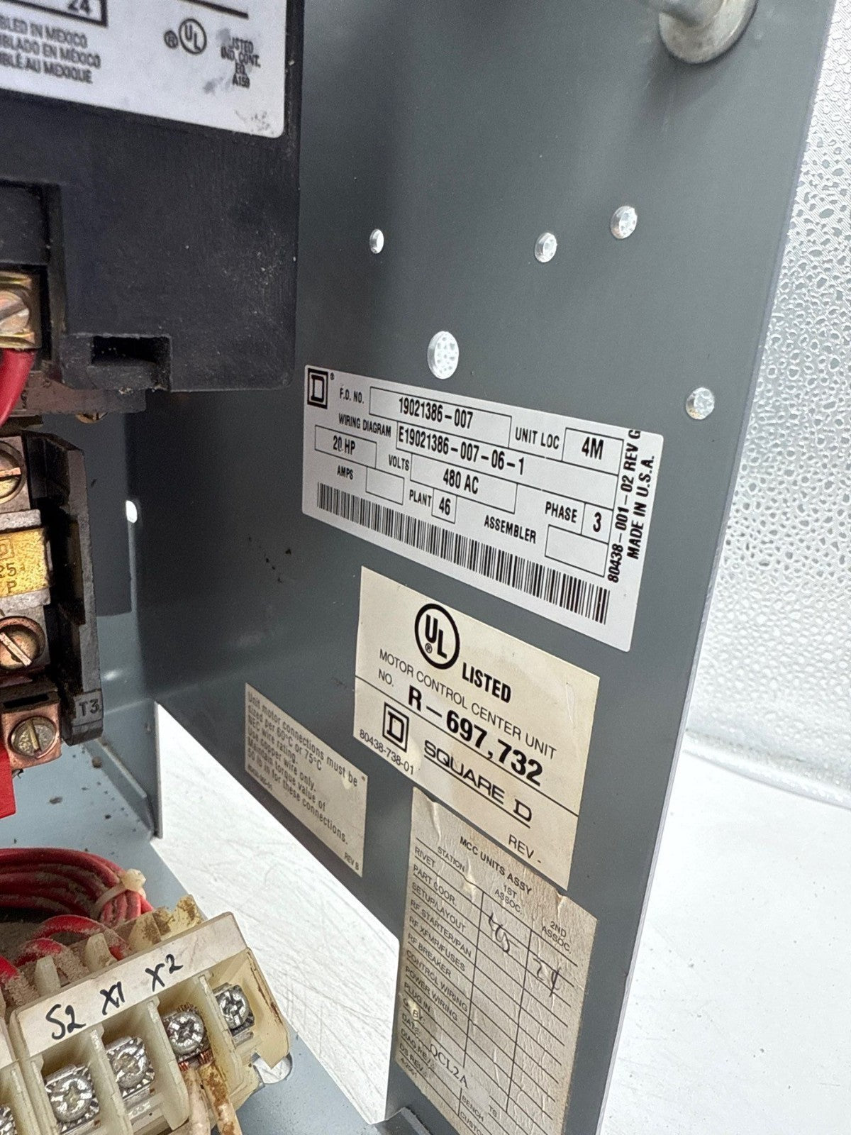 Sq D Model 6 50A 12" Size 2 Starter MCC Bucket Motor Control 50 Amp FAP3605016M Used