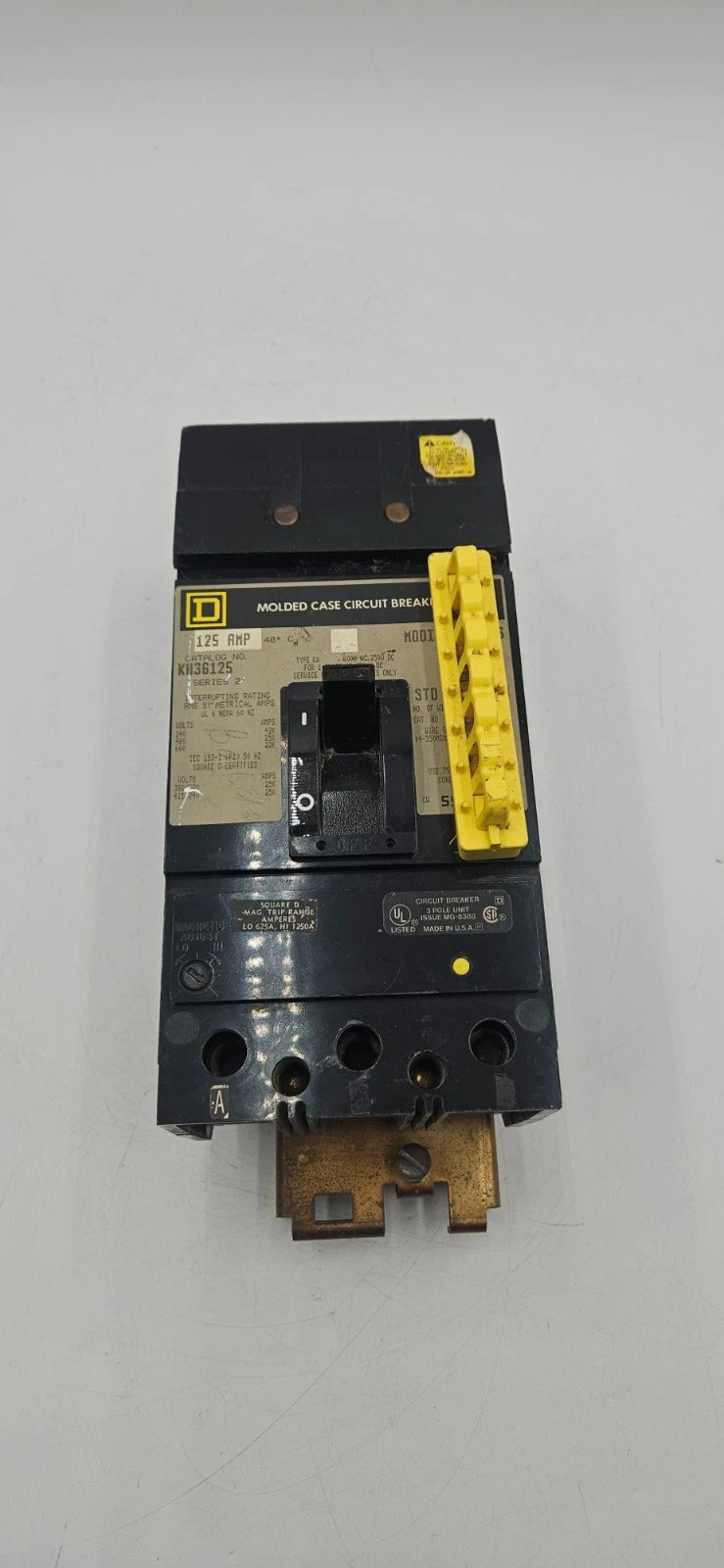 Square D KA36125 I-Line Circuit Breaker 125A 3P 600V 3PH KA 125 Amp 3 Pole USED Used