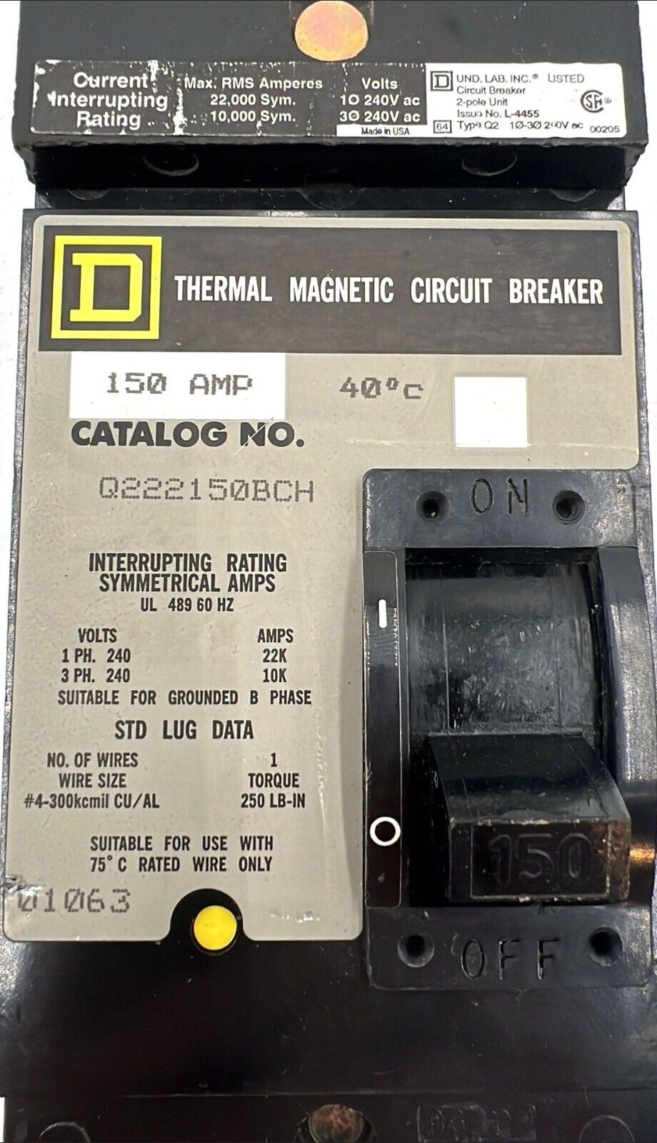 Square D Q222150BCH Used