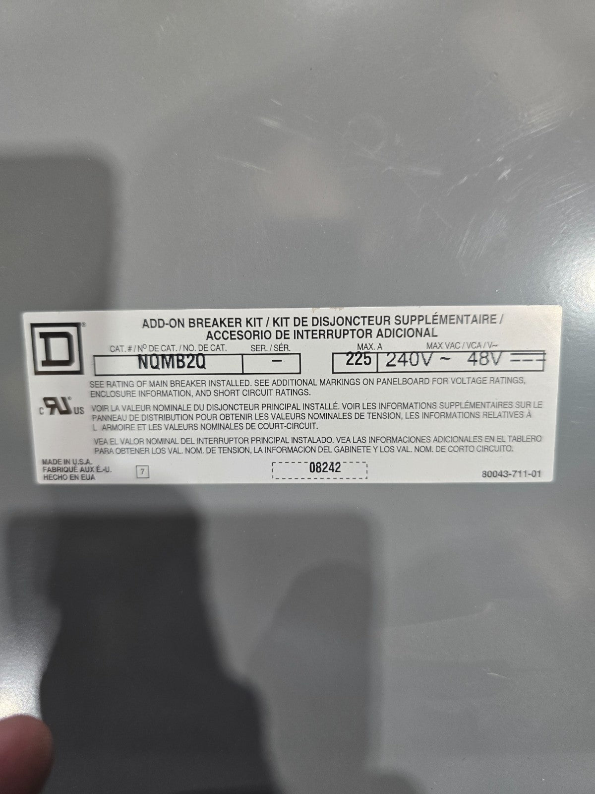 Square D NQ442L2C Panelboard 225A 240V 3PH 4W 42 Cir MCB Panel QJL32150 150 Amp Used