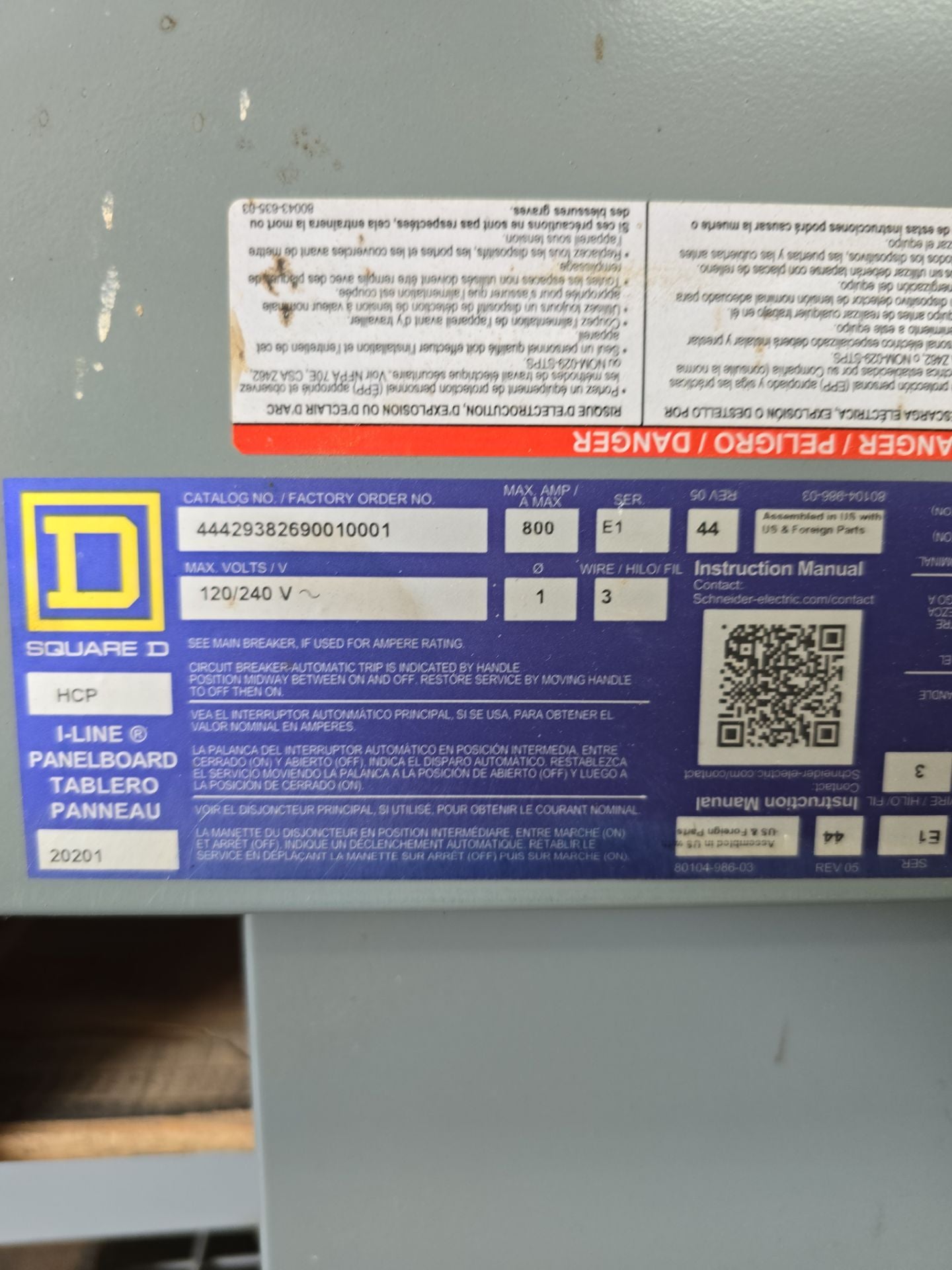 Sq D HCP I-Line Panelboard 800A 120/240V 1PH 3W 3R 800 Amp Panel MCB MGA268002 New