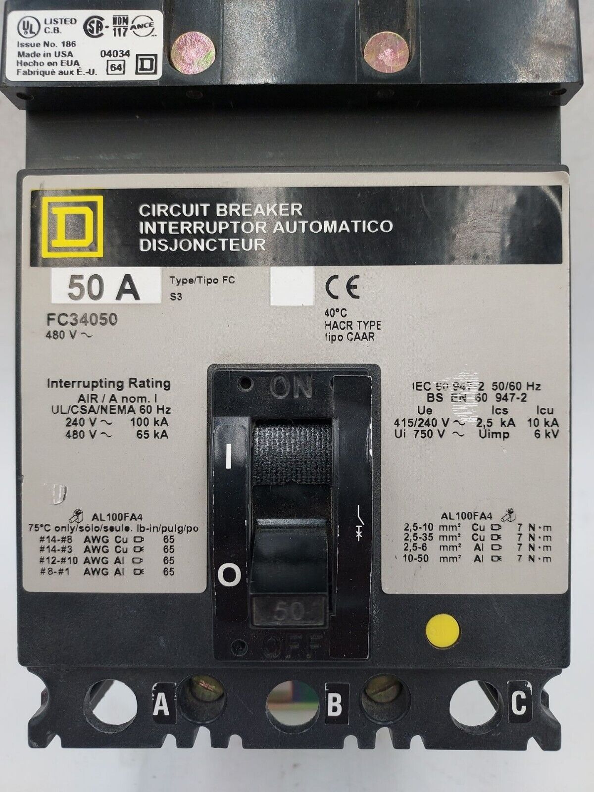 Square D FC34050 Used