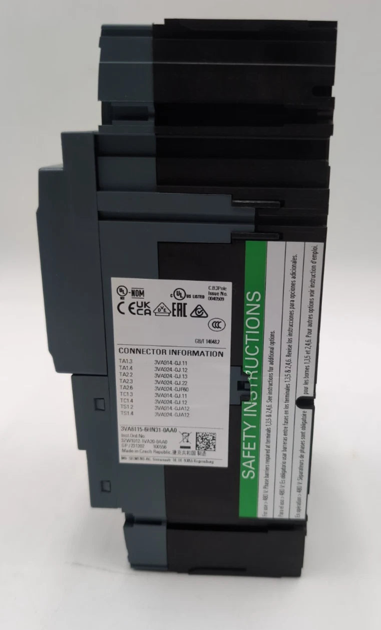 Siemens 3VA6115-6HN31-0AA0 Circuit Breaker 150A 3P 600V 3PH LSI Trip 150 Amp NEW New