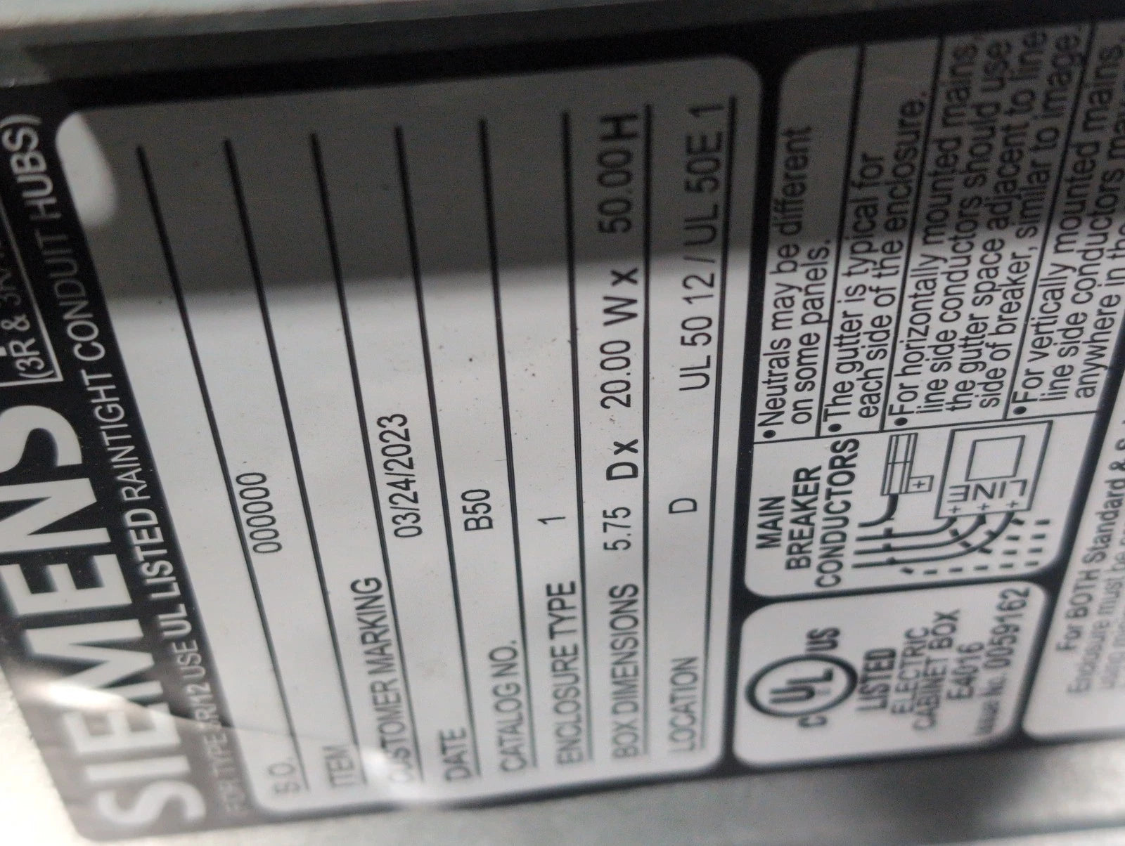 Siemens P1 Panelboard 250A 208/120V 3PH MCB Panel 250 Amp 54 Cir P1C54VA250ABST New