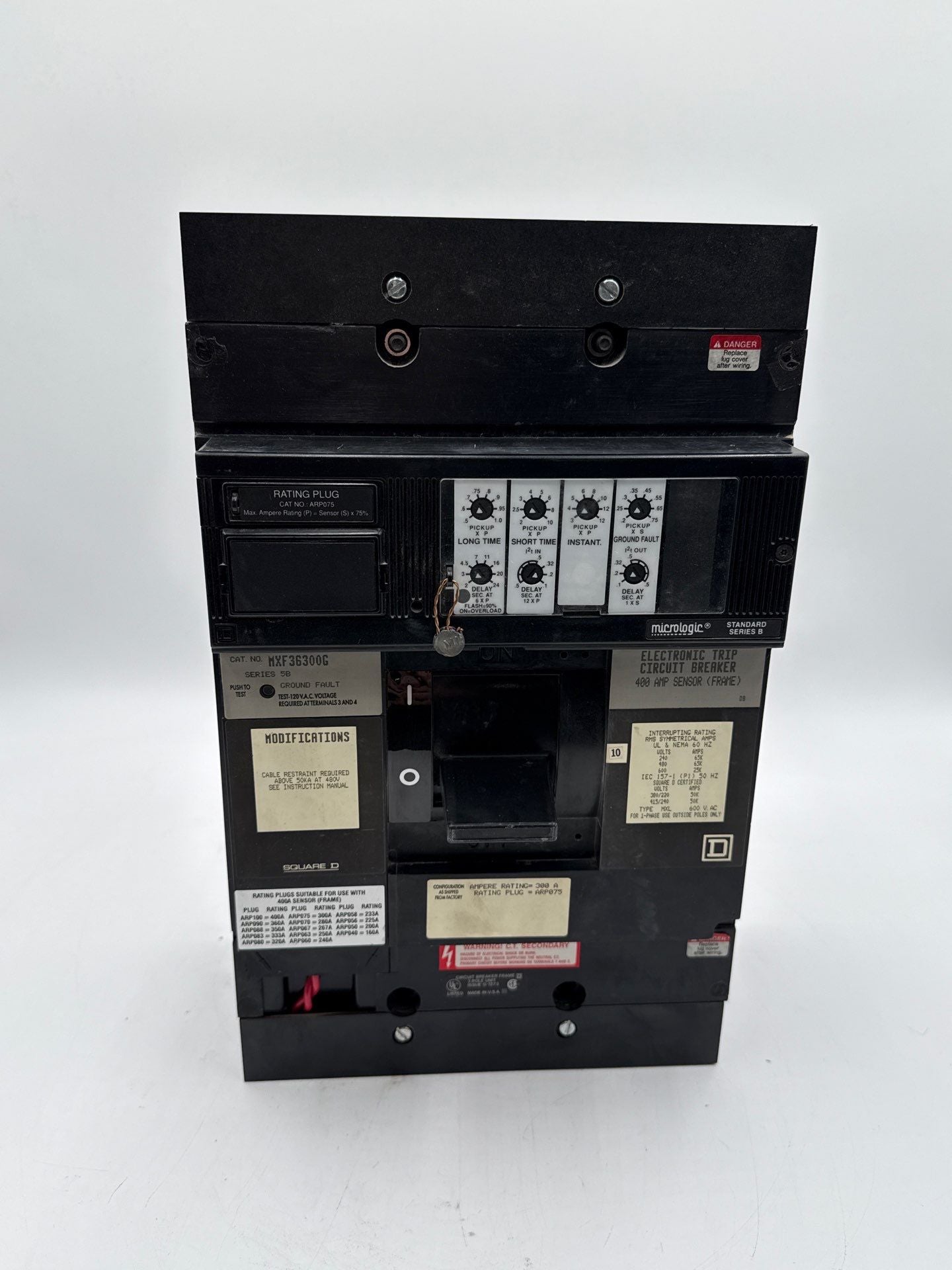 Square D MXF36300G Circuit Breaker 300A 3P 600V MXF 300 Amp Ground Fault LSIG Used