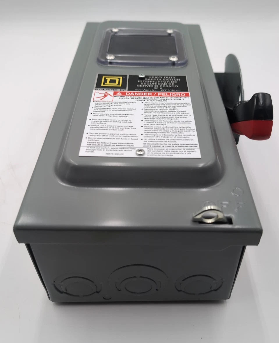 Square D H361N Safety Disconnect Switch 30A 3P 600V Type 1 Enclosure with Window New