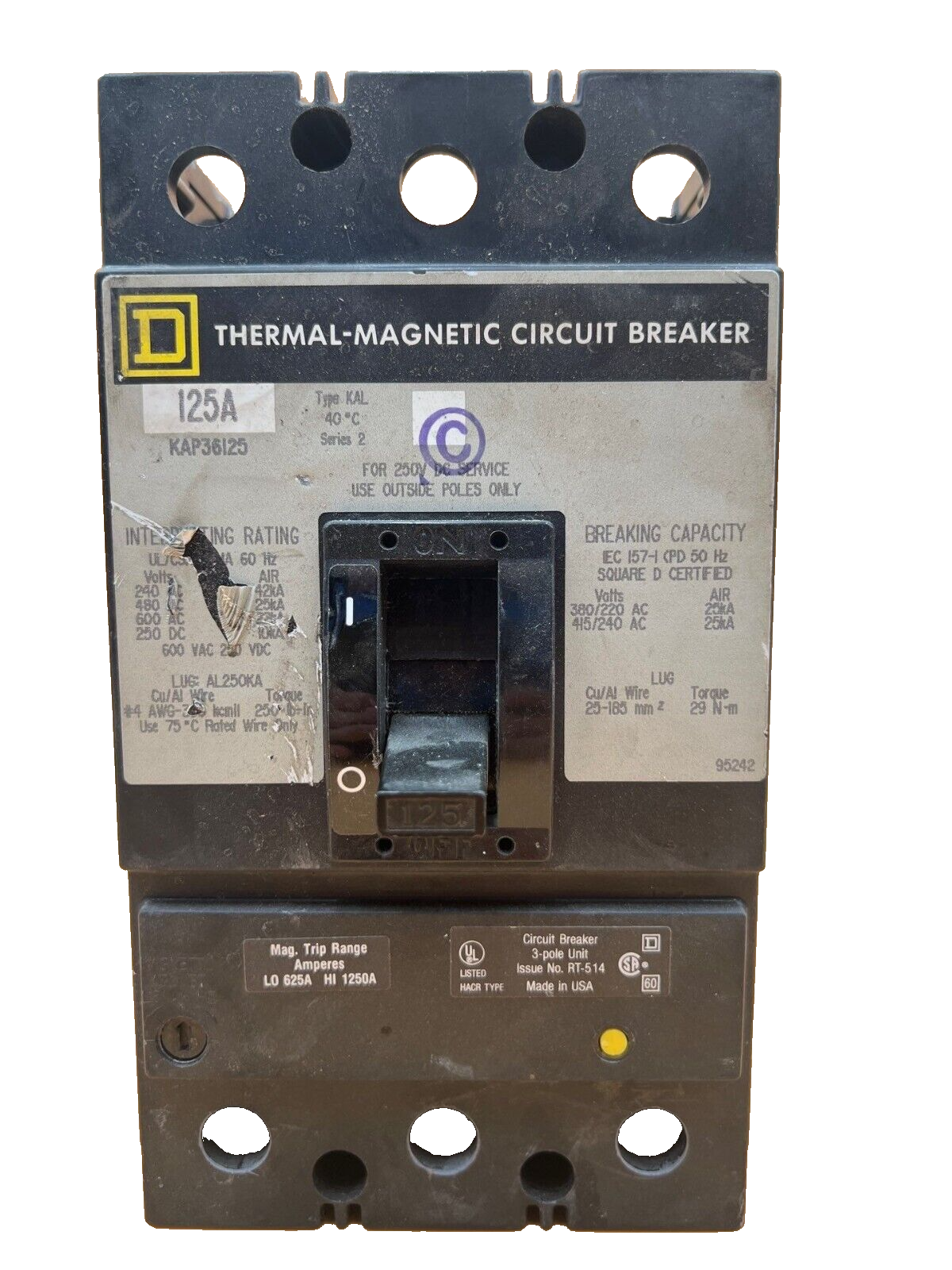 Square D KAP36125 Used