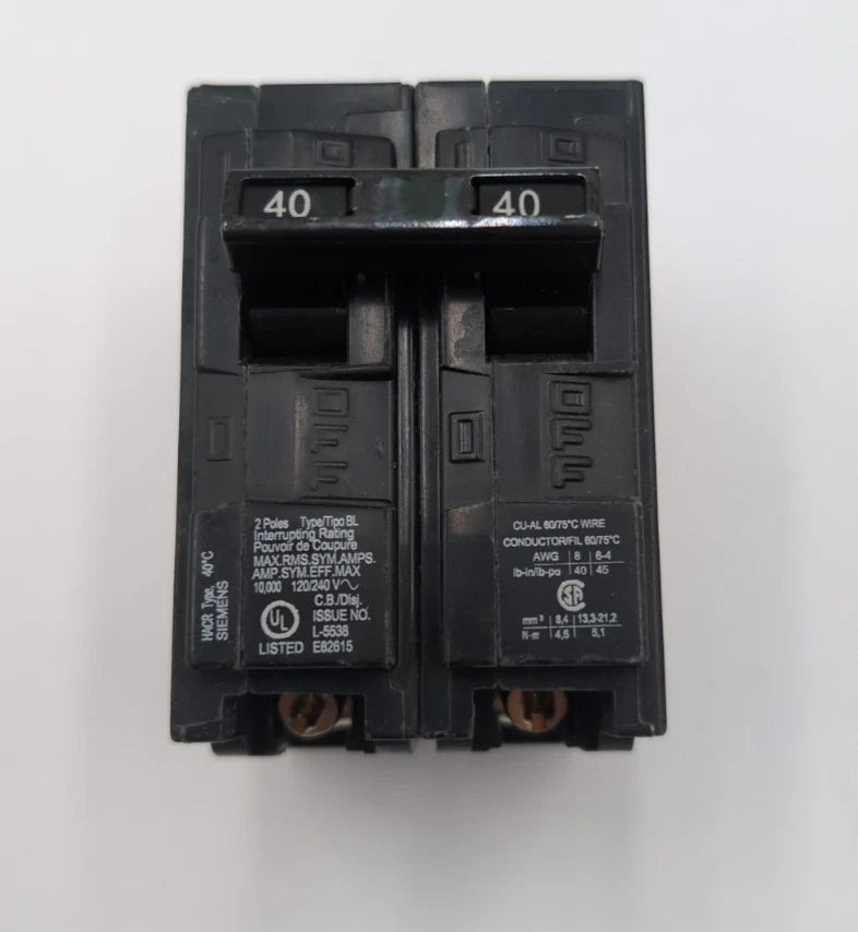 Siemens B240 Circuit Breaker 40A 240V 2P Type BL Bolt On 40 Amp 2 Pole BL240 NEW New