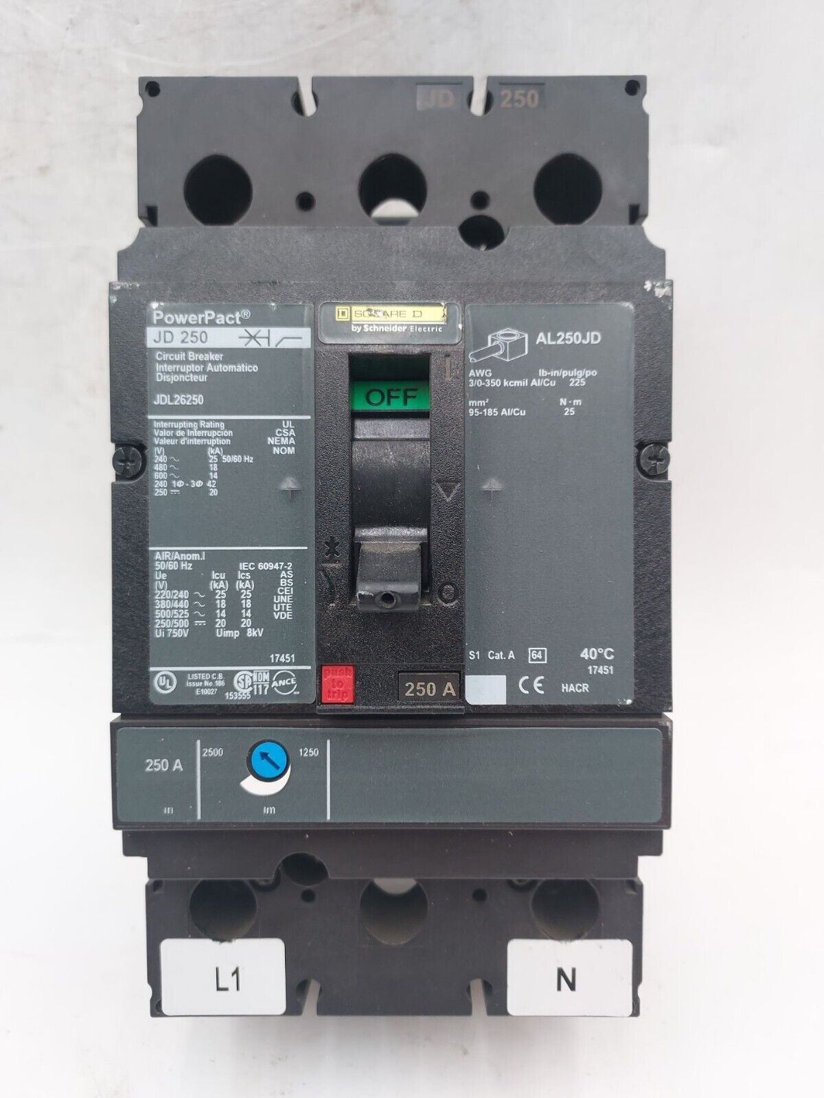 Square D JDL26250 Used