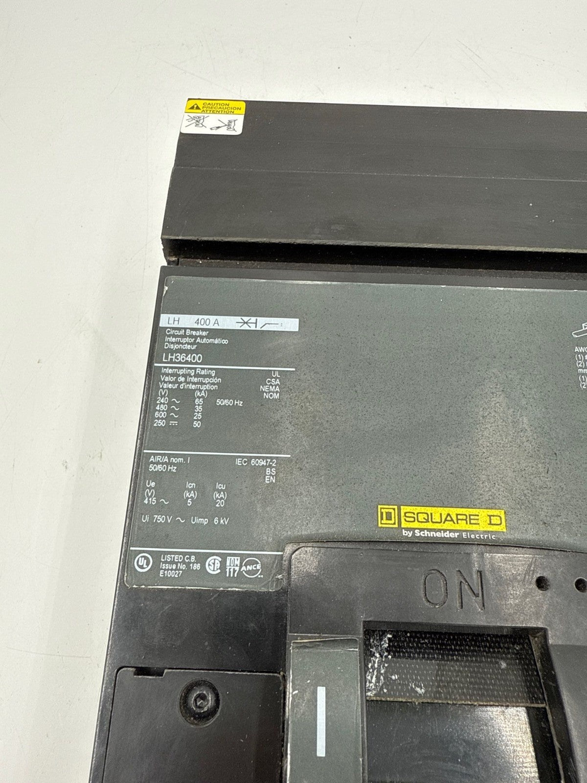 Square D LH36400 I-Line Circuit Breaker 400A 3P 600V 3PH LH 400 Amp 3 Pole Used