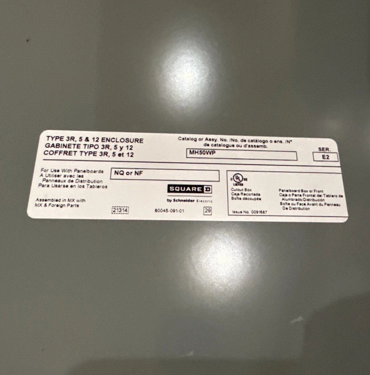 Square D NF Panelboard 250A 480/277V 3PH 4W MLO Panel 250 Amp 54 Cir 3R Encl New