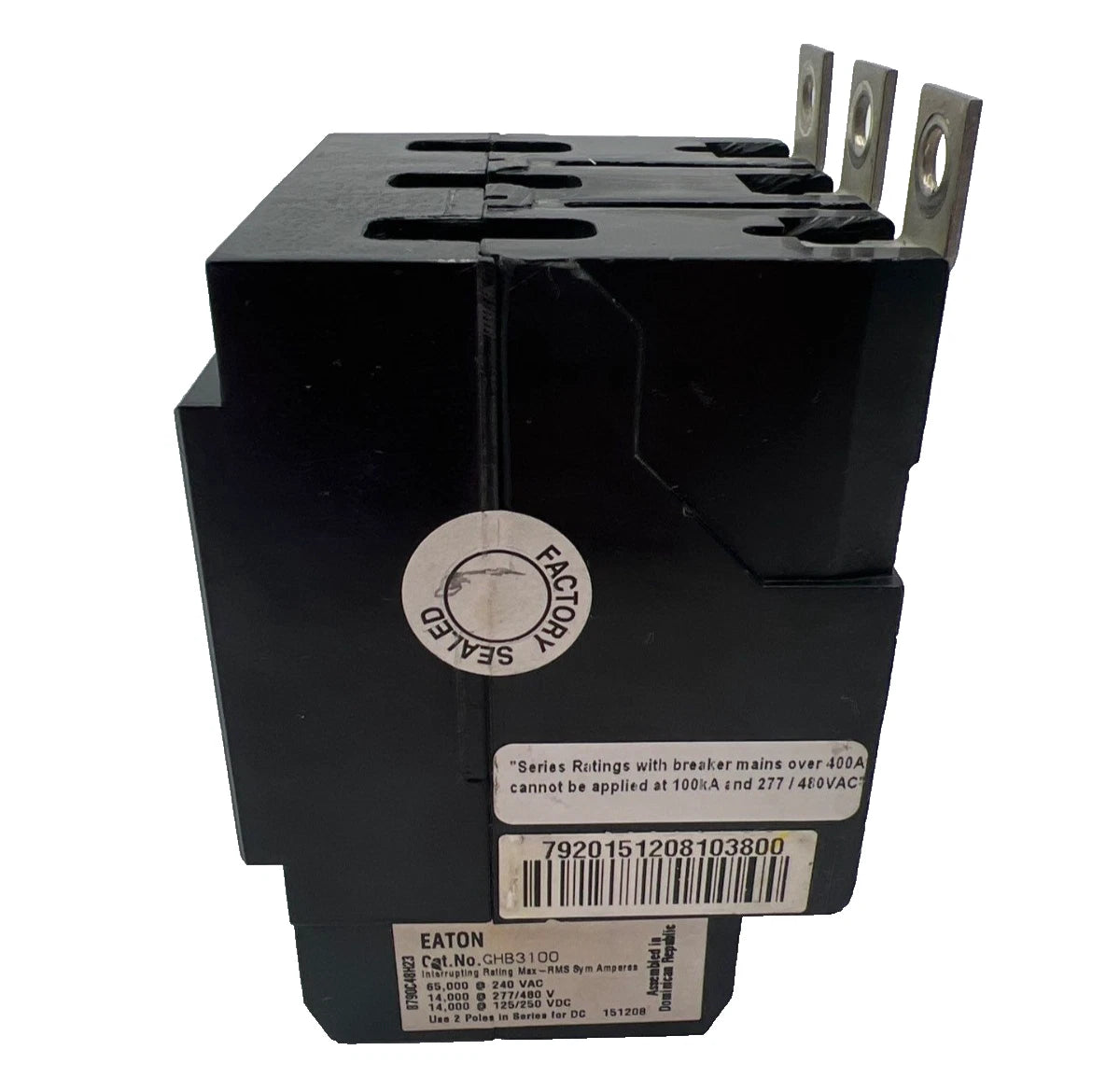 Cutler Hammer GHB3100 Bolt On Circuit Breaker 3 Pole 100 Amp 480v 3P 100A Used