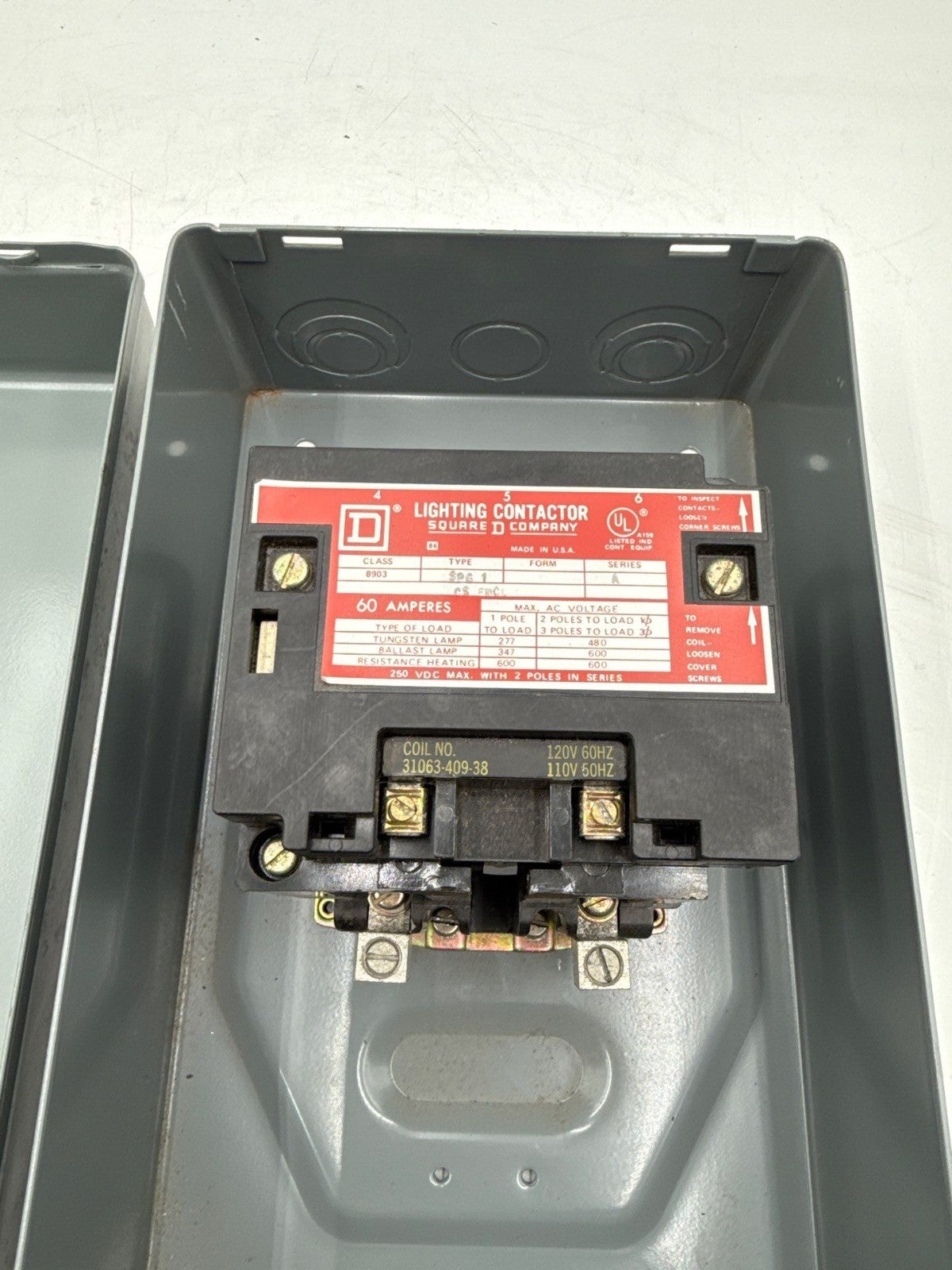 Square D 8903SPG1 Enclosed Lighting Contactor 60A 3P Coil 110/120V 8903LG30 New