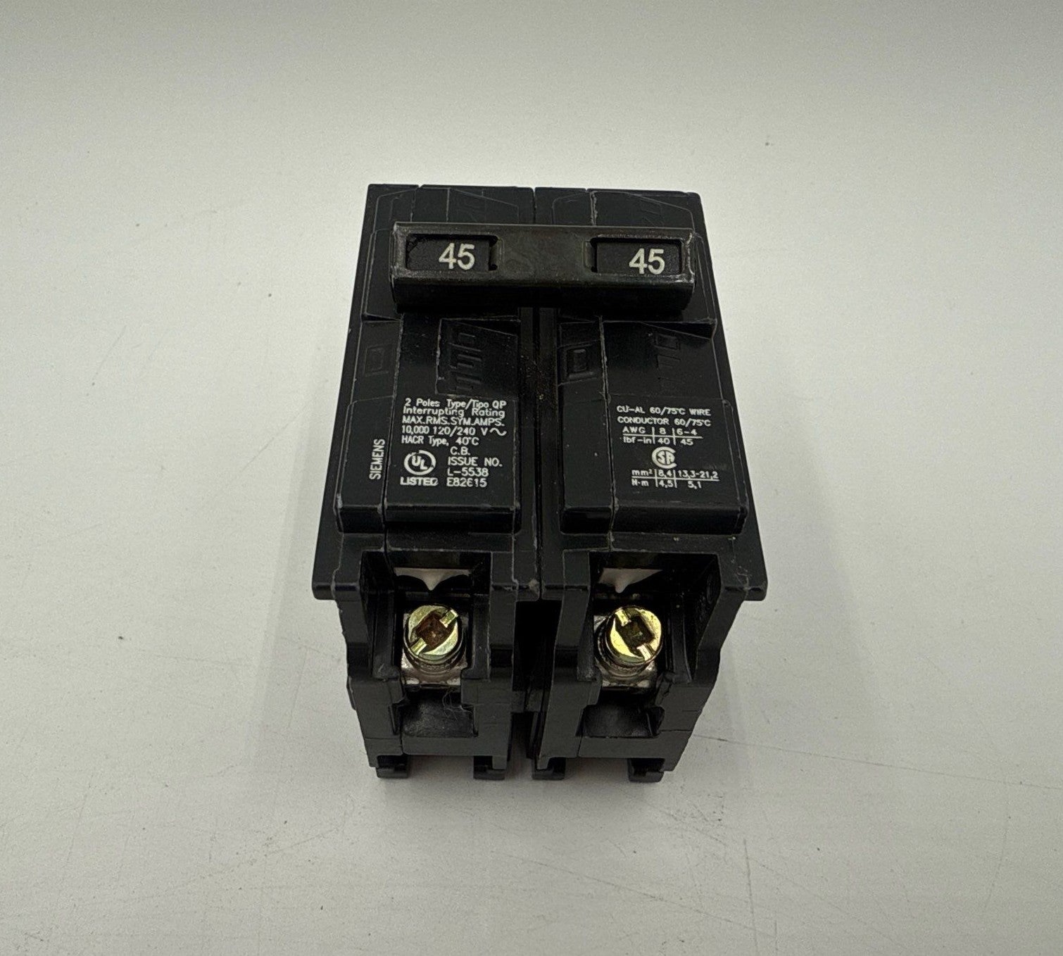 Siemens Q245 Plug On Circuit Breaker 45A 2P 120/240V QP 45 Amp 2 Pole New