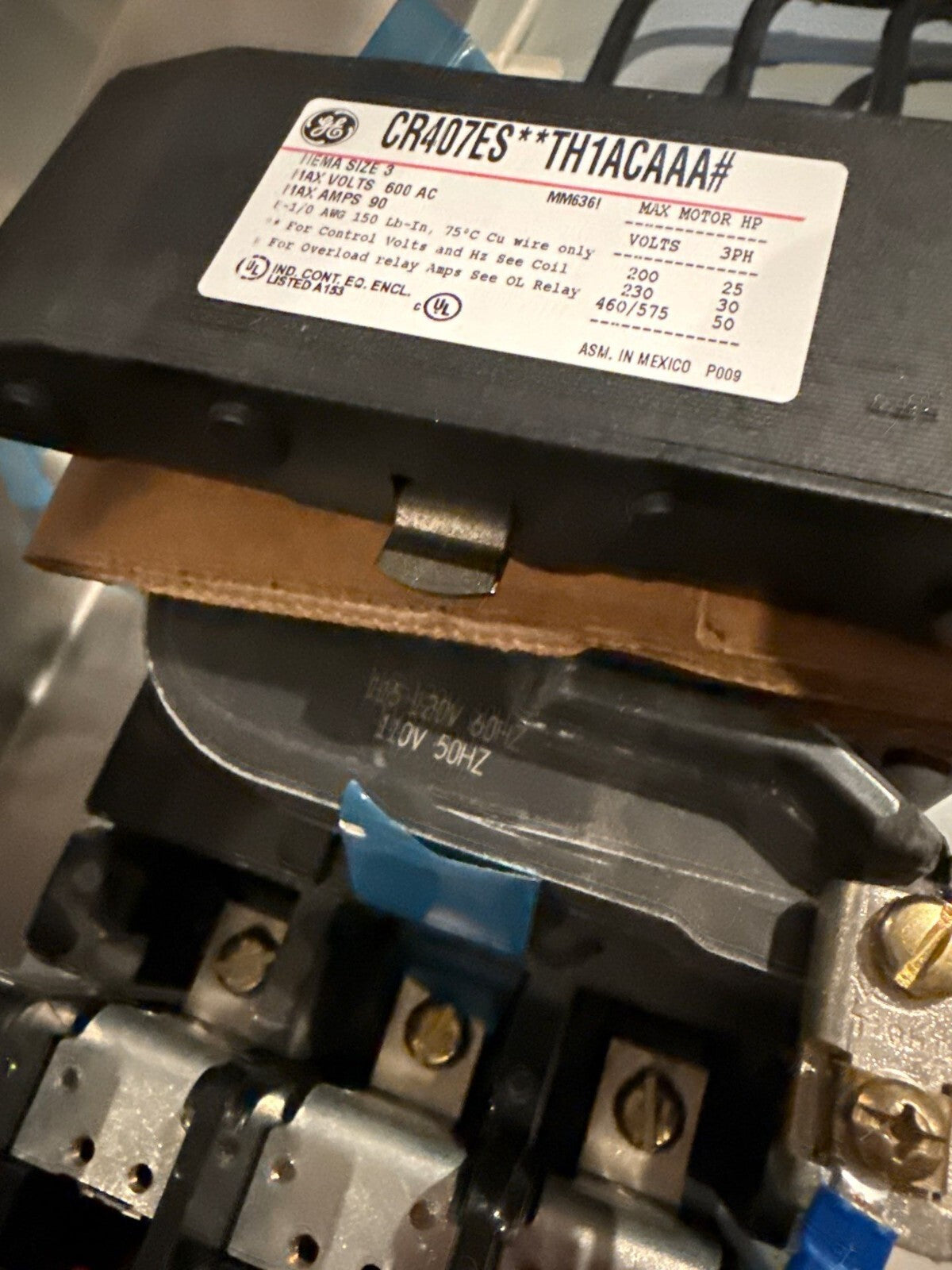 GE CR407ES Combo Starter NEMA Size 3 50HP 90A 600V SELA36AT0060 50A Breaker NEW New