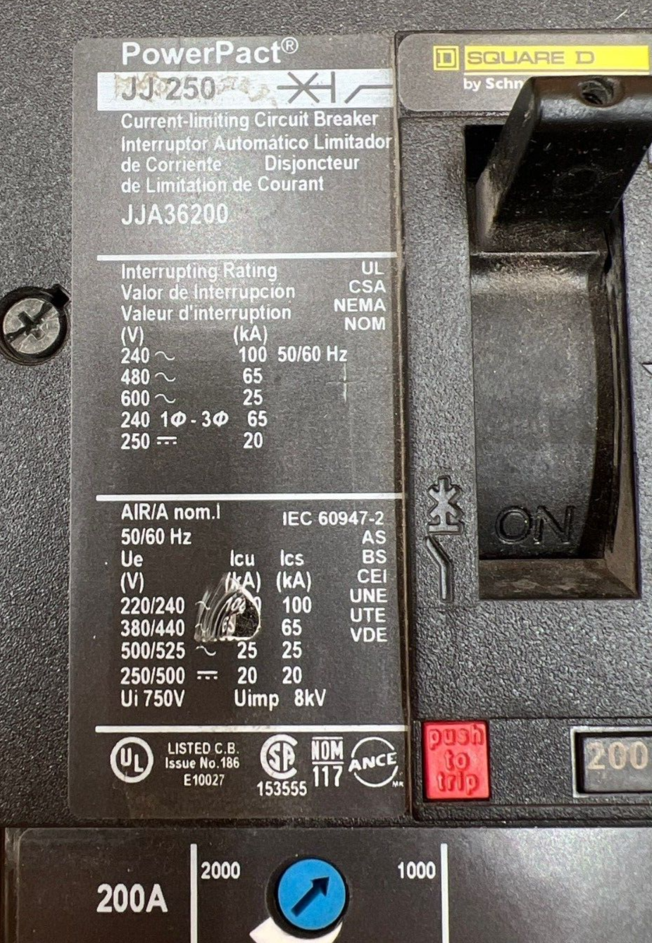 Square D JJA36200 Used
