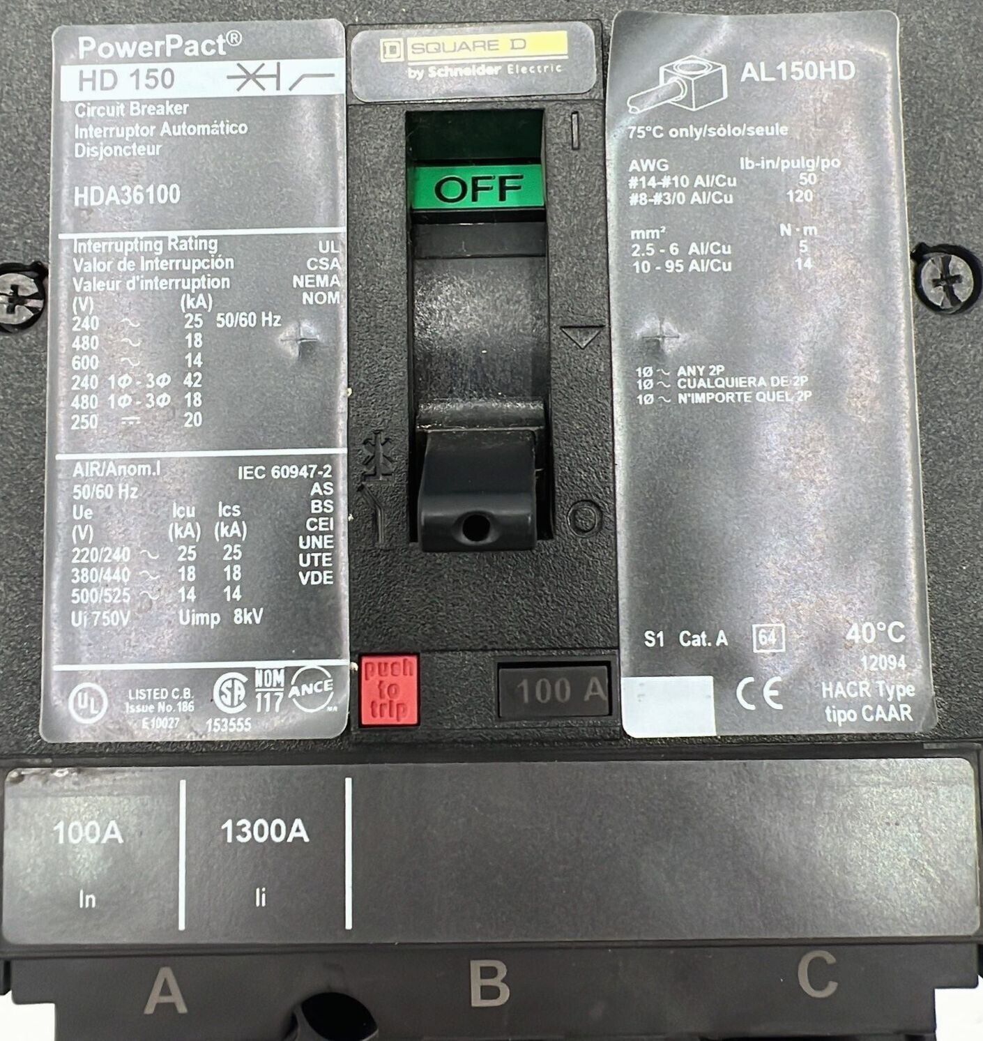 Square D HDA36100 New