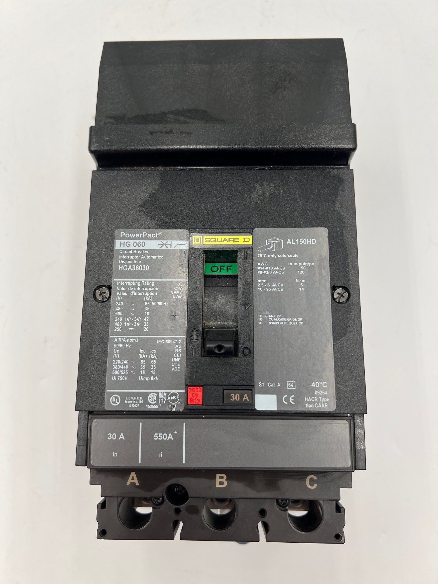 Square D HGA36030 Used