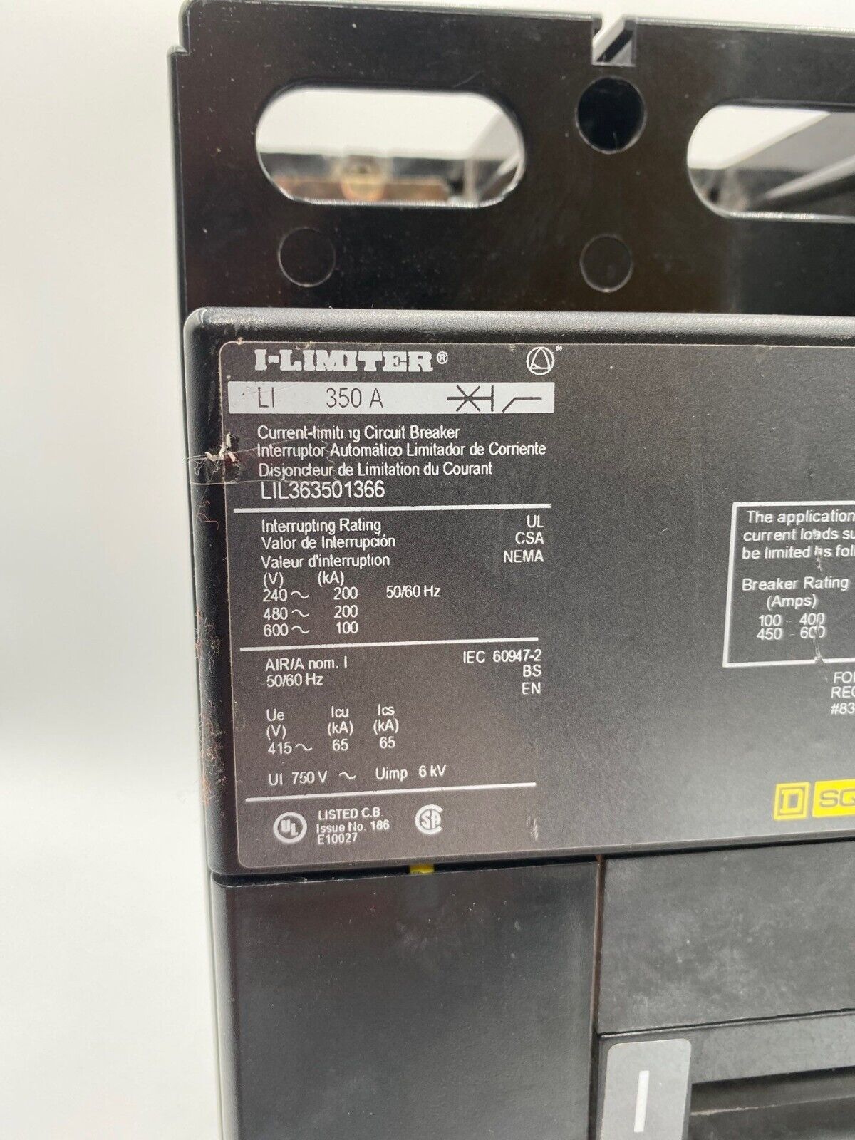 Square D LIL363501366 Used