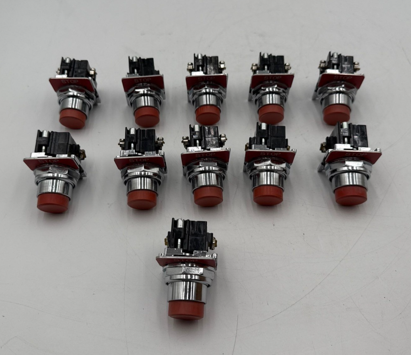11PC Cutler Hammer 10250T 91000T Push Button Red Stop 600V Control Panel Equip Used