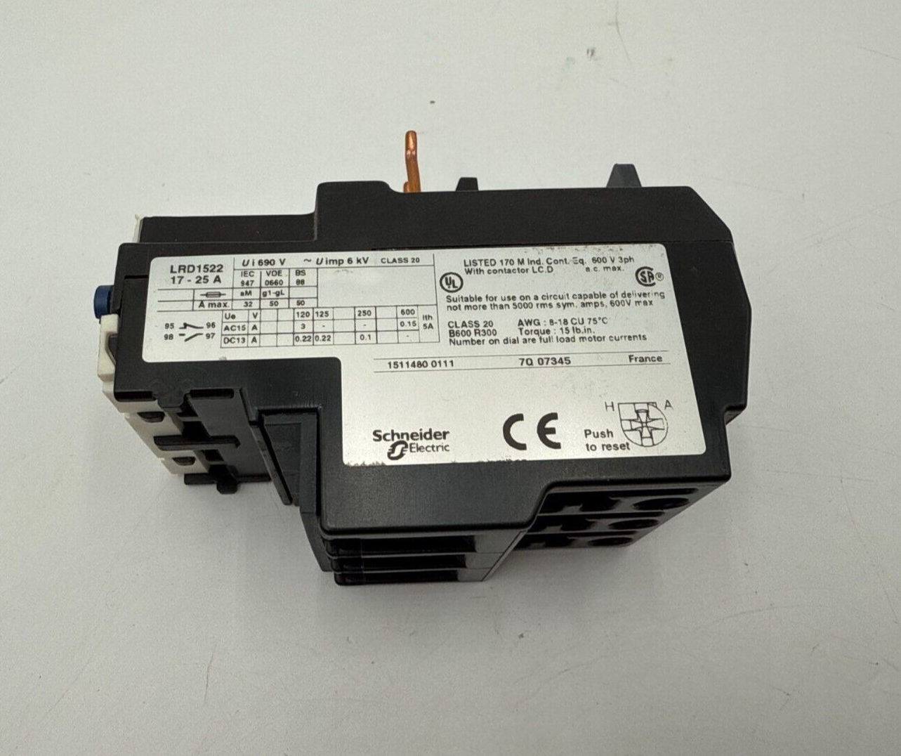 Telemecanique LRD1522 Used