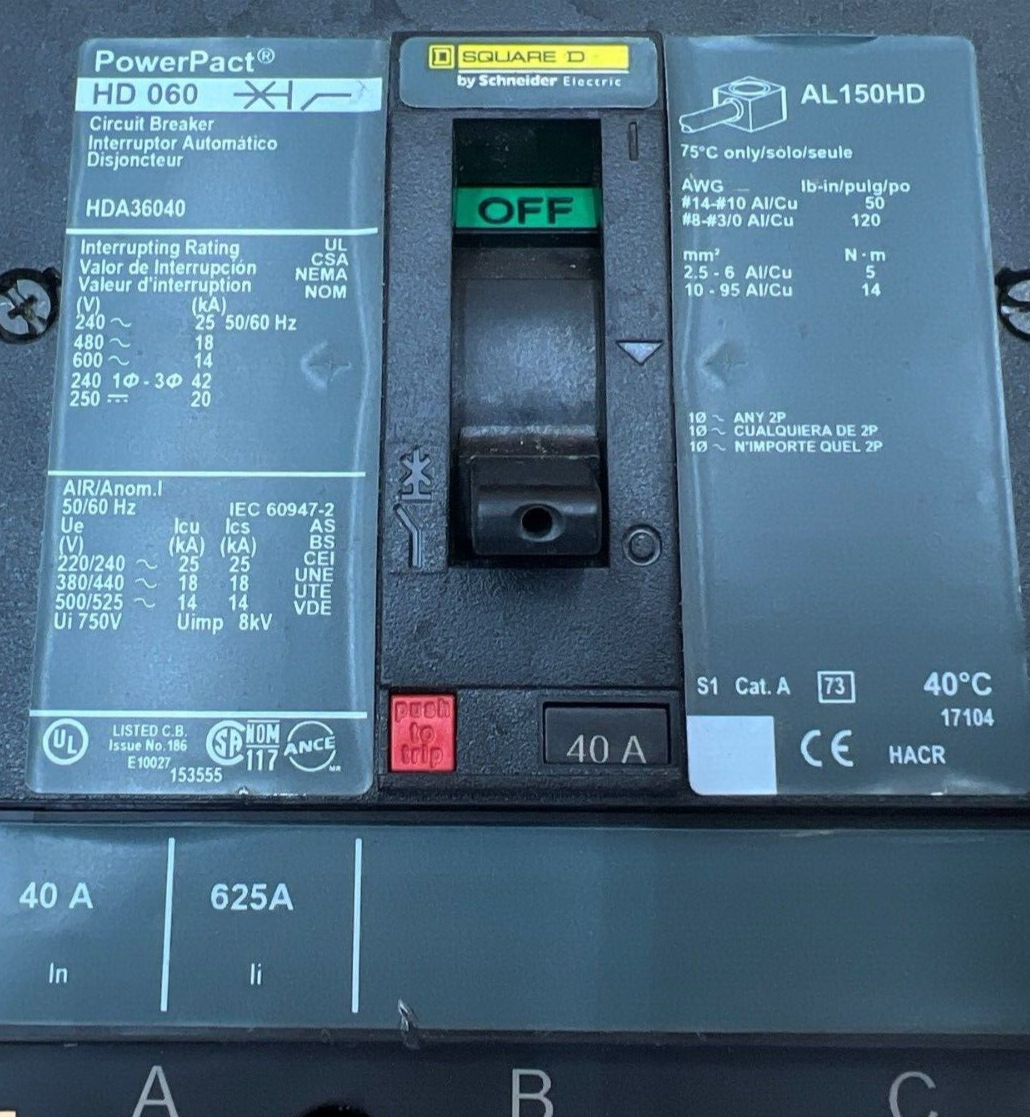 Square D HDA36040 Used