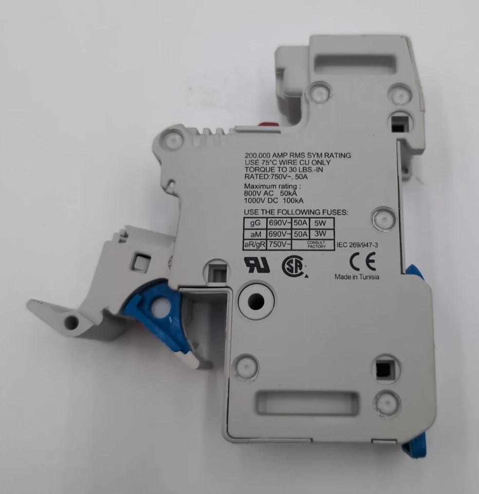 Ferraz Shawmut US141I Ultrasafe Fuse Holder 50A 1P 750V 50 Amp 1 Pole DIN Rail Used