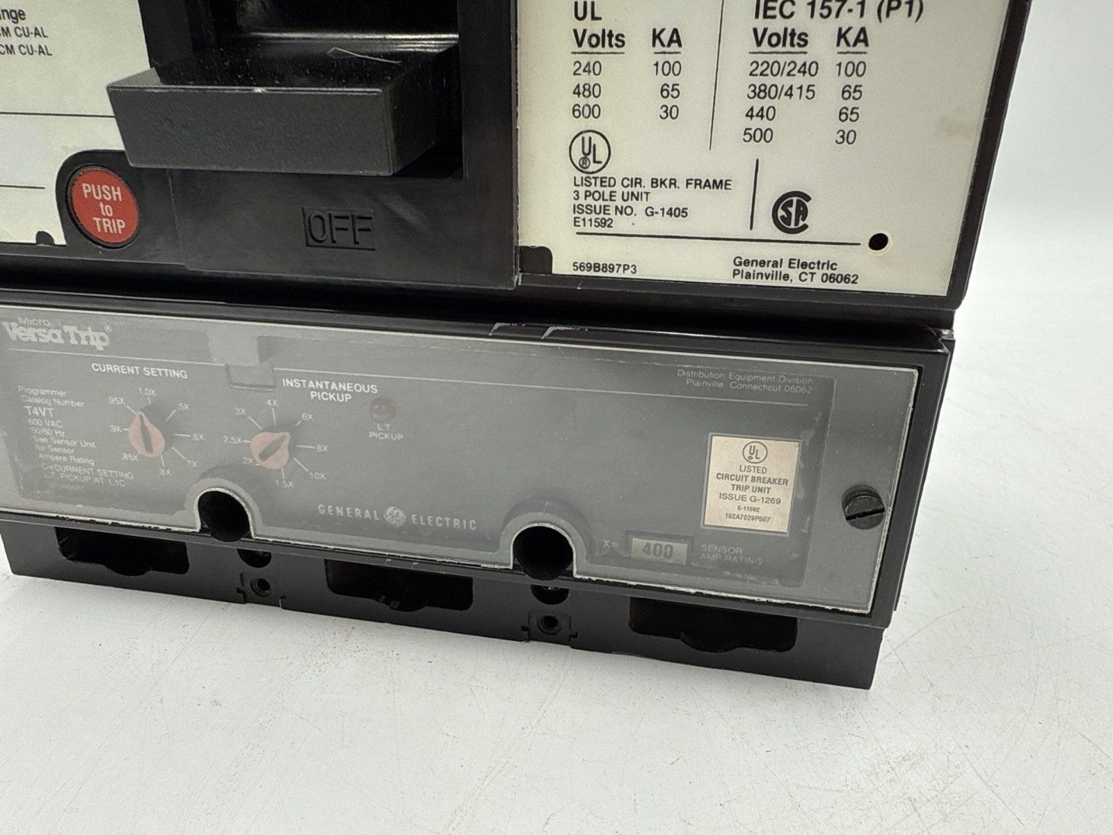 GE TJL4V2604 Circuit Breaker 400A 3P 600V 3PH TJL 400 Amp 3 Pole VersaTrip T4VT Used