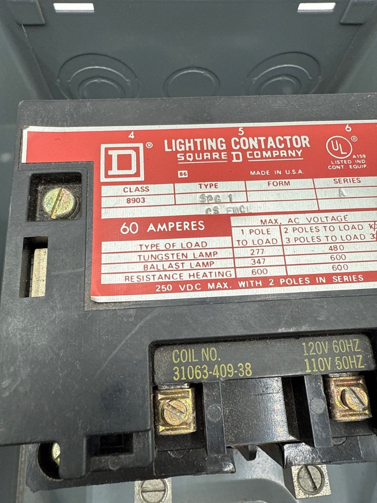 Square D 8903SPG1 Enclosed Lighting Contactor 60A 3P Coil 110/120V 8903LG30 New