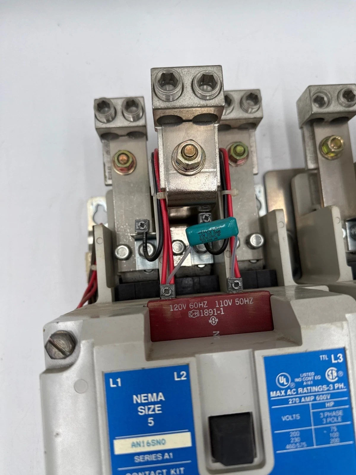 Eaton AN16SN0 NEMA Size 5 Reversing Starter CN15SN3 270A 3P 200HP Coil 110/120V Used